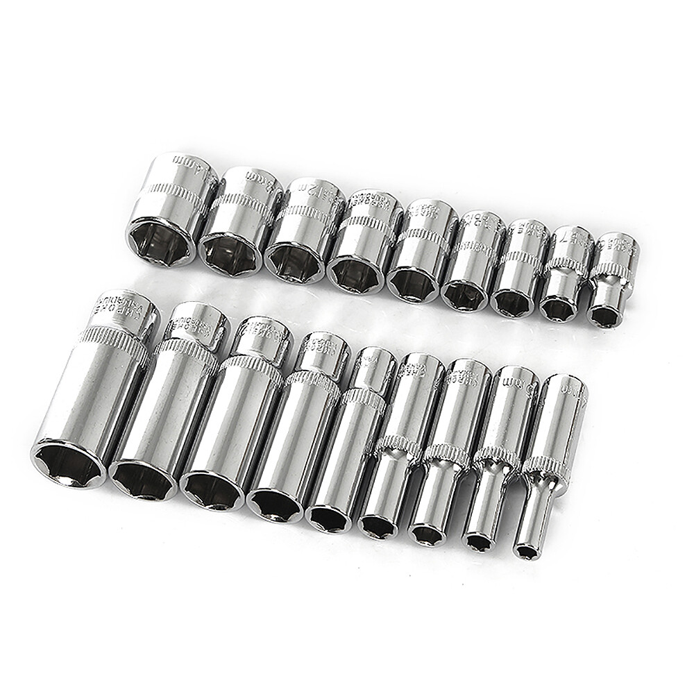 1/4″ Socket Deep Drive Ratchet Deep Hex Sockets CR-V Steel Long Reach 4mm-14mm
