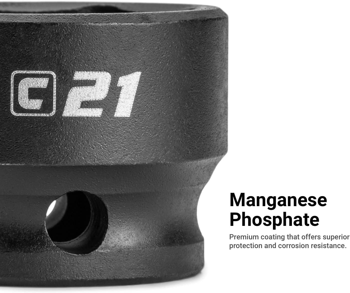 1 in. Stubby Impact Socket, 1/2 in. Drive, 6-Point, SAE