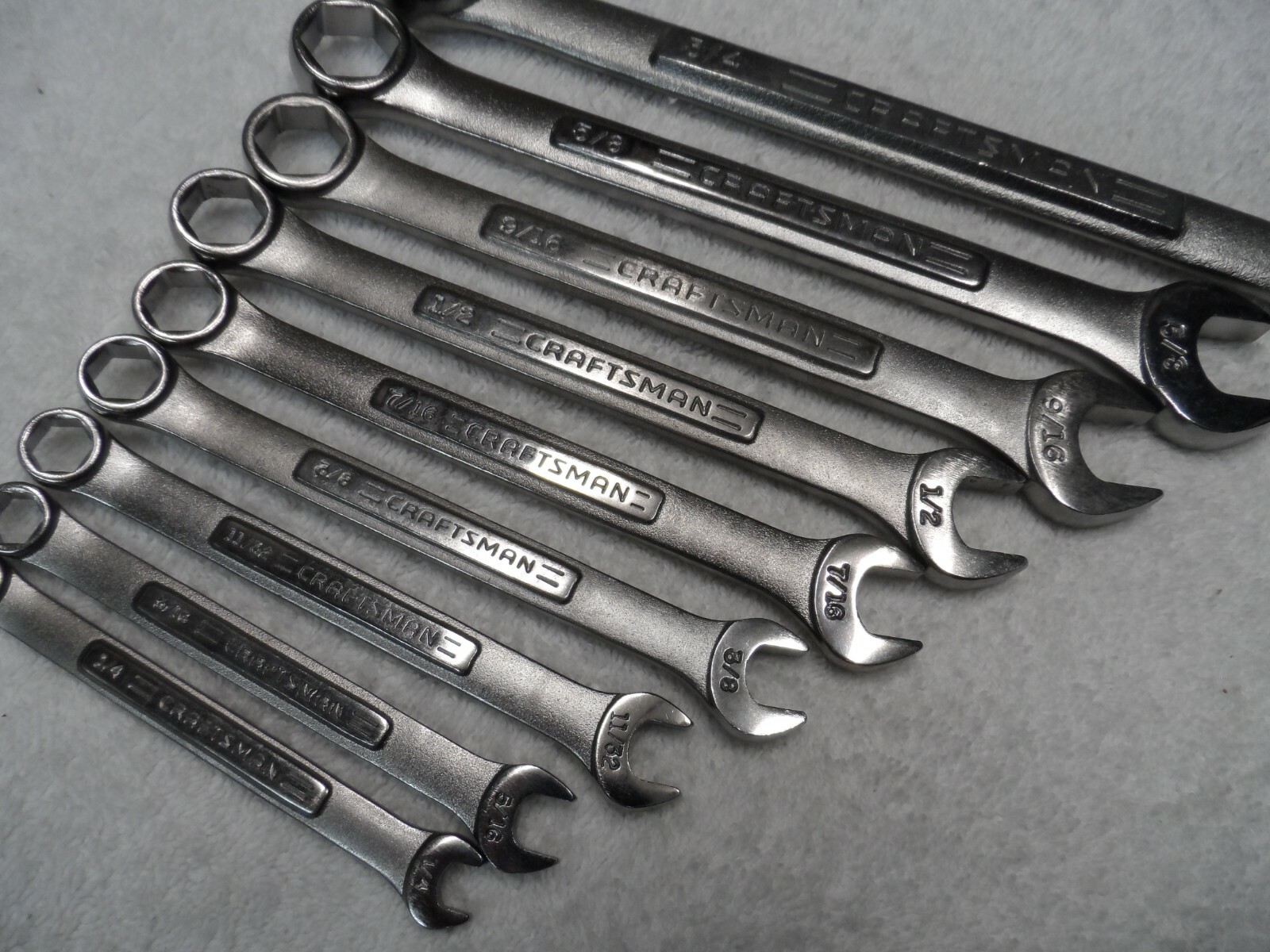 Craftsman SAE Combination Wrench Set, USA NOS, 6 pt, 1/4″ to 3/4″ – 9 pcs