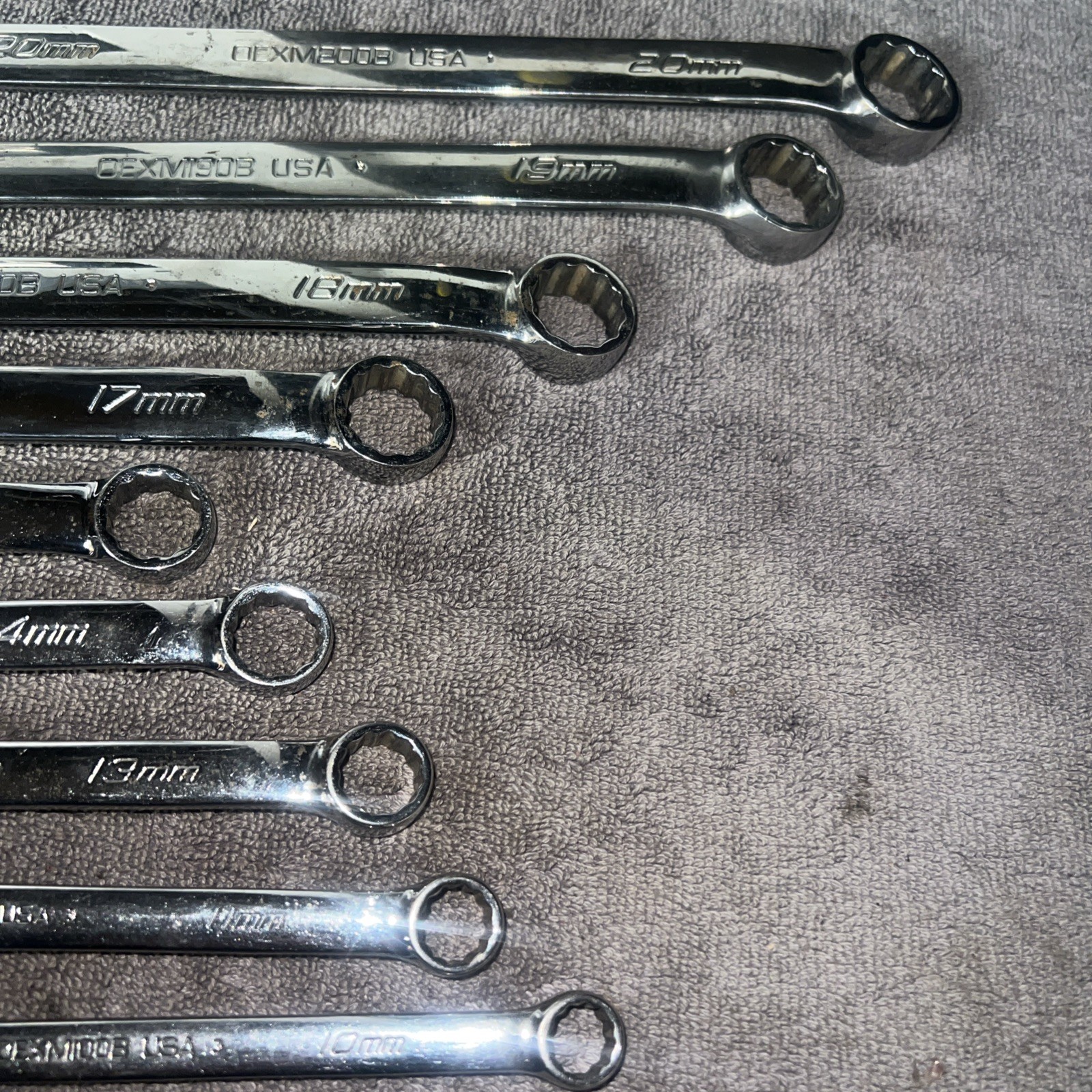 Snap On Tools USA OEXM 9 Pc Metric 10mm to 20mm Combination Wrench Set, 12PT
