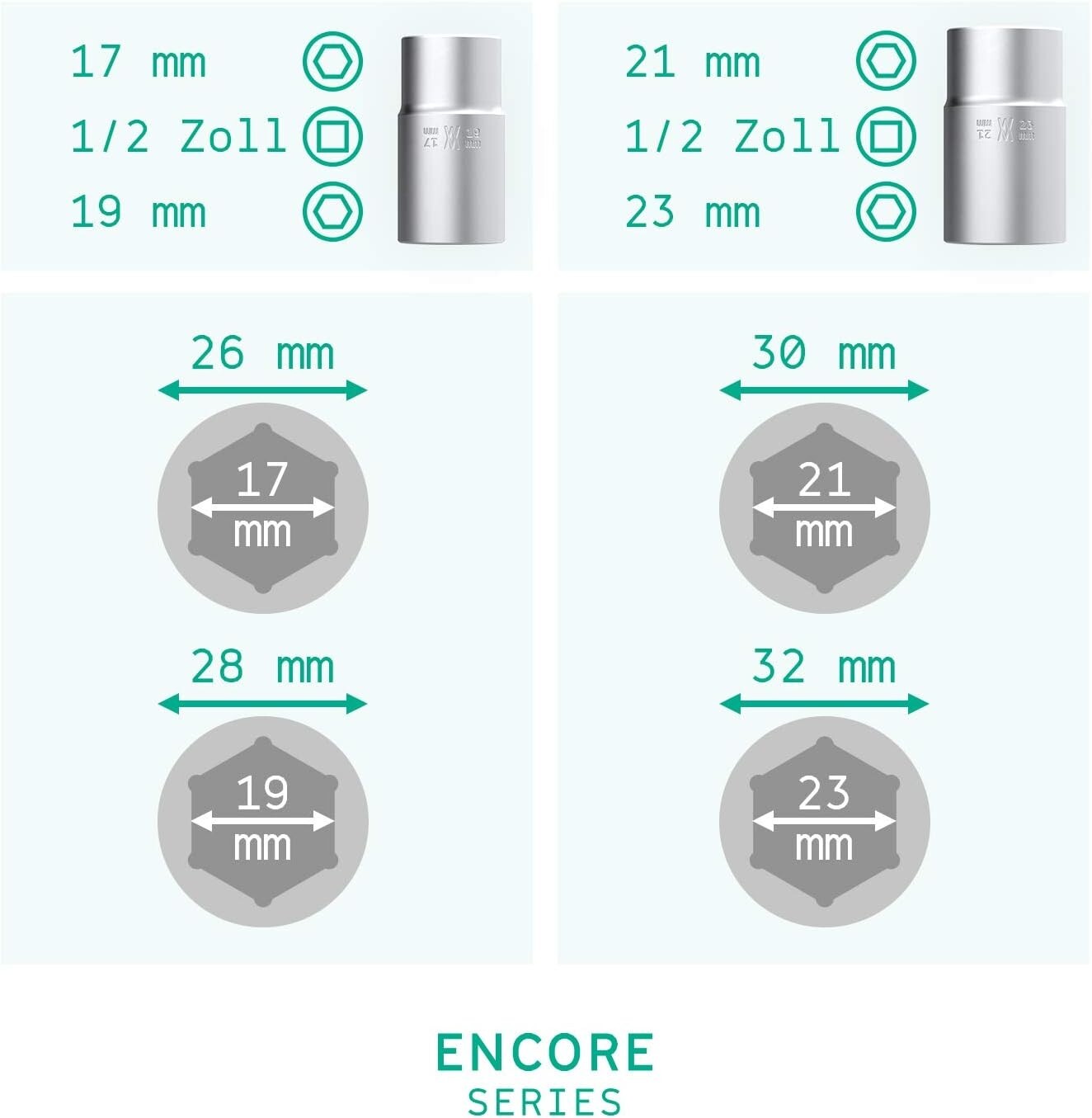 Telescopic Wheel Nut Wrench Set – 4 Pcs with 17/19mm & 21/23mm Sockets