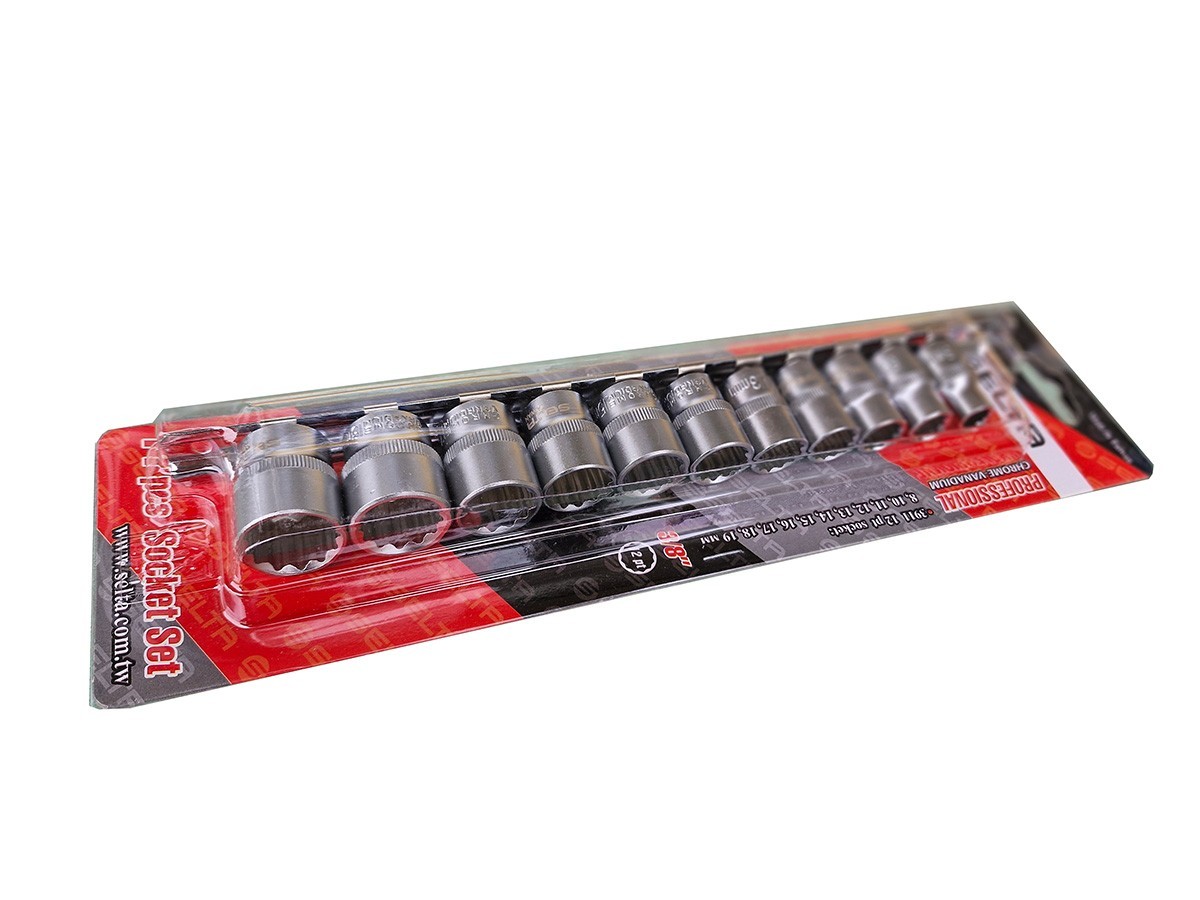 Selta Taiwan 12pc 1/2″ Dr 6pt/12pt Socket:10-11-12-13-14-15-16-17-18-19-22-24mm