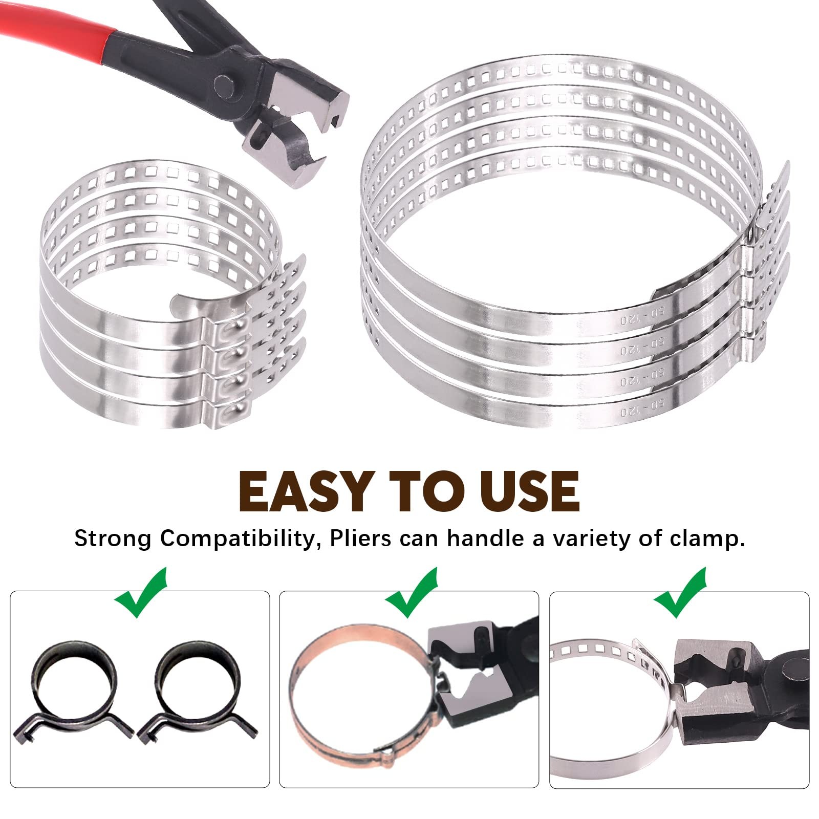 9Pcs Hose Clamp Pliers with CV Boot Kit, Small and Black, Red, Silver
