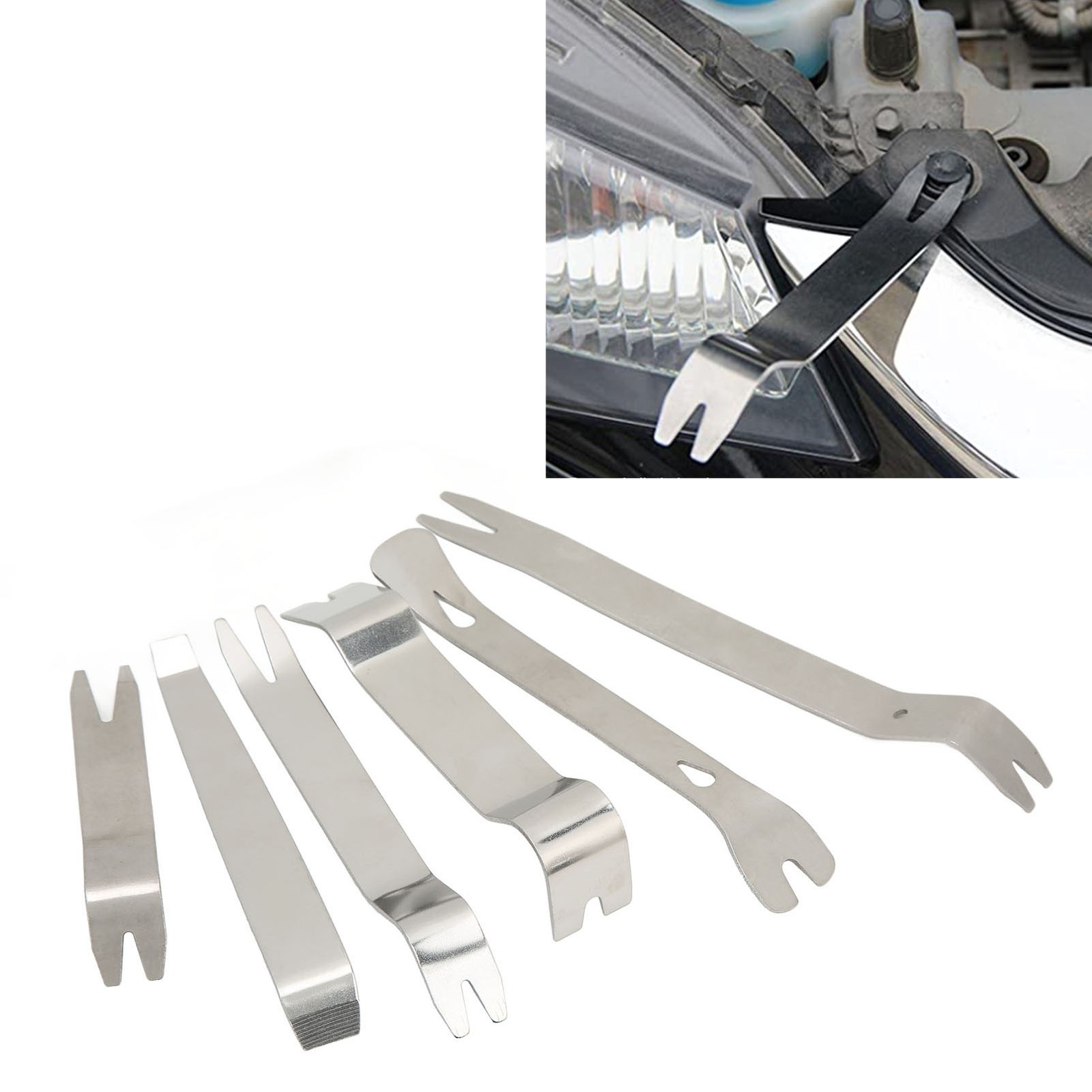 6pcs Car Trim Removal Tool Kit Stainless Steel Solid Rustproof Clip Pry Tools