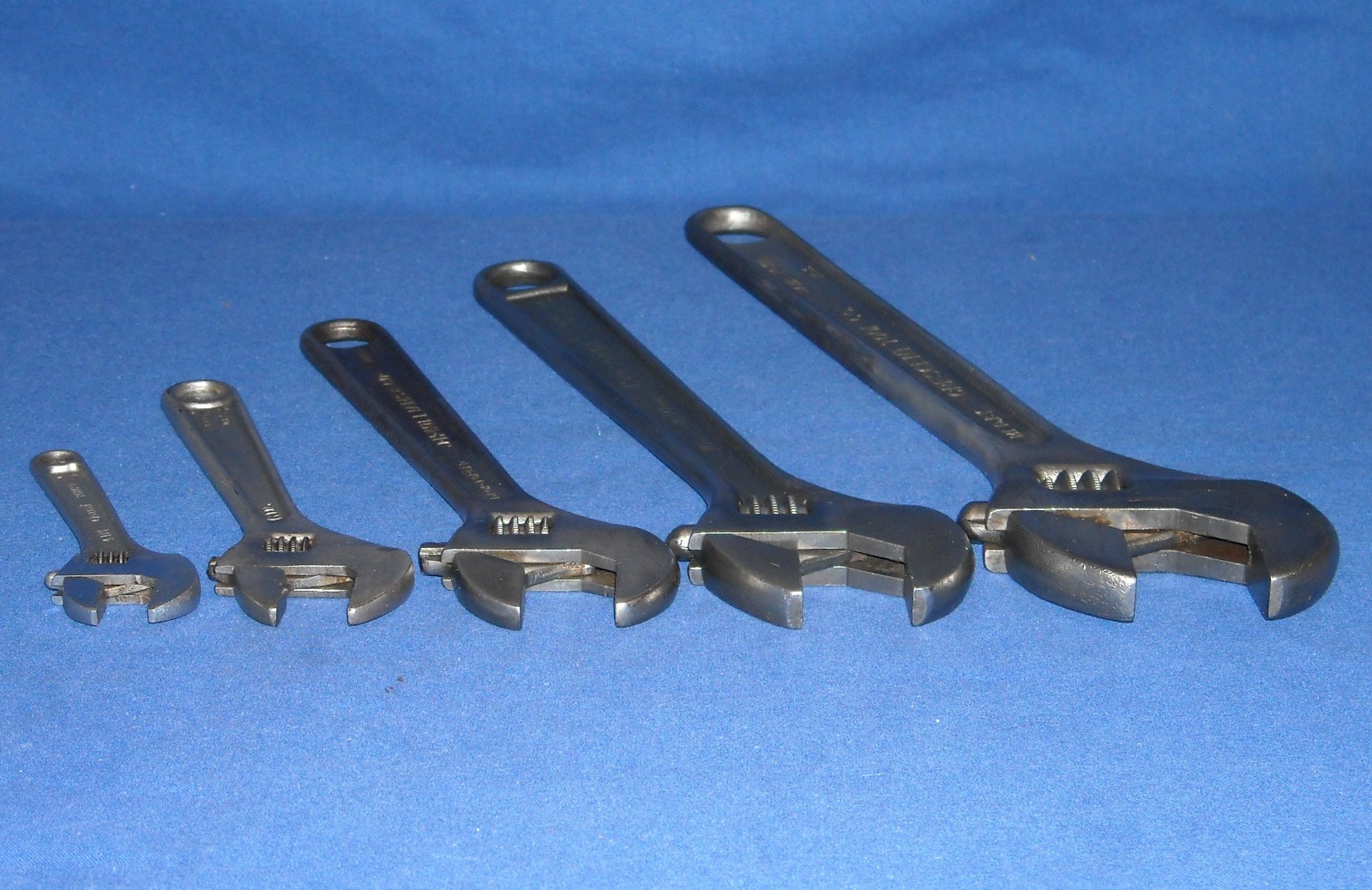 Vintage Crescent J.H. Williams Allen Adjustable Wrench Set 4, 6, 8, 10 & 12 inch