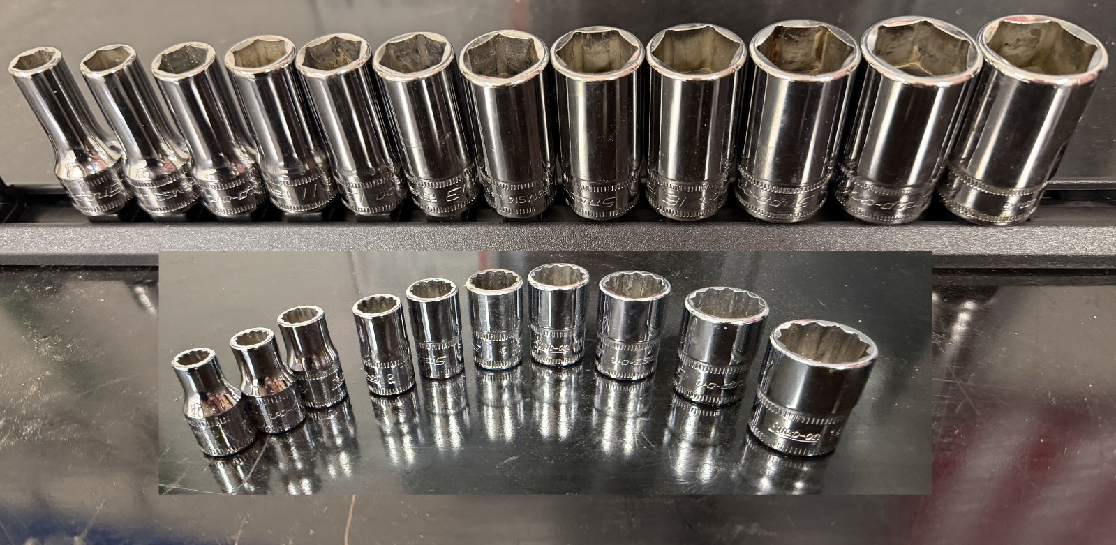 SNAP-ON 1/4″ drive deep 6-point and shallow 12-point METRIC sockets