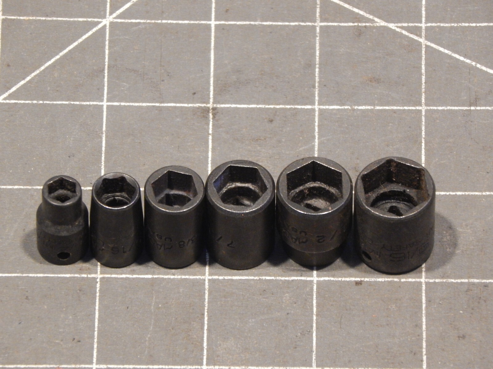 Mac Snap On 6Pc 1/4″ Drive SAE Impact Shallow Socket Set 1/4″ 9/16″ 6Pt Dr