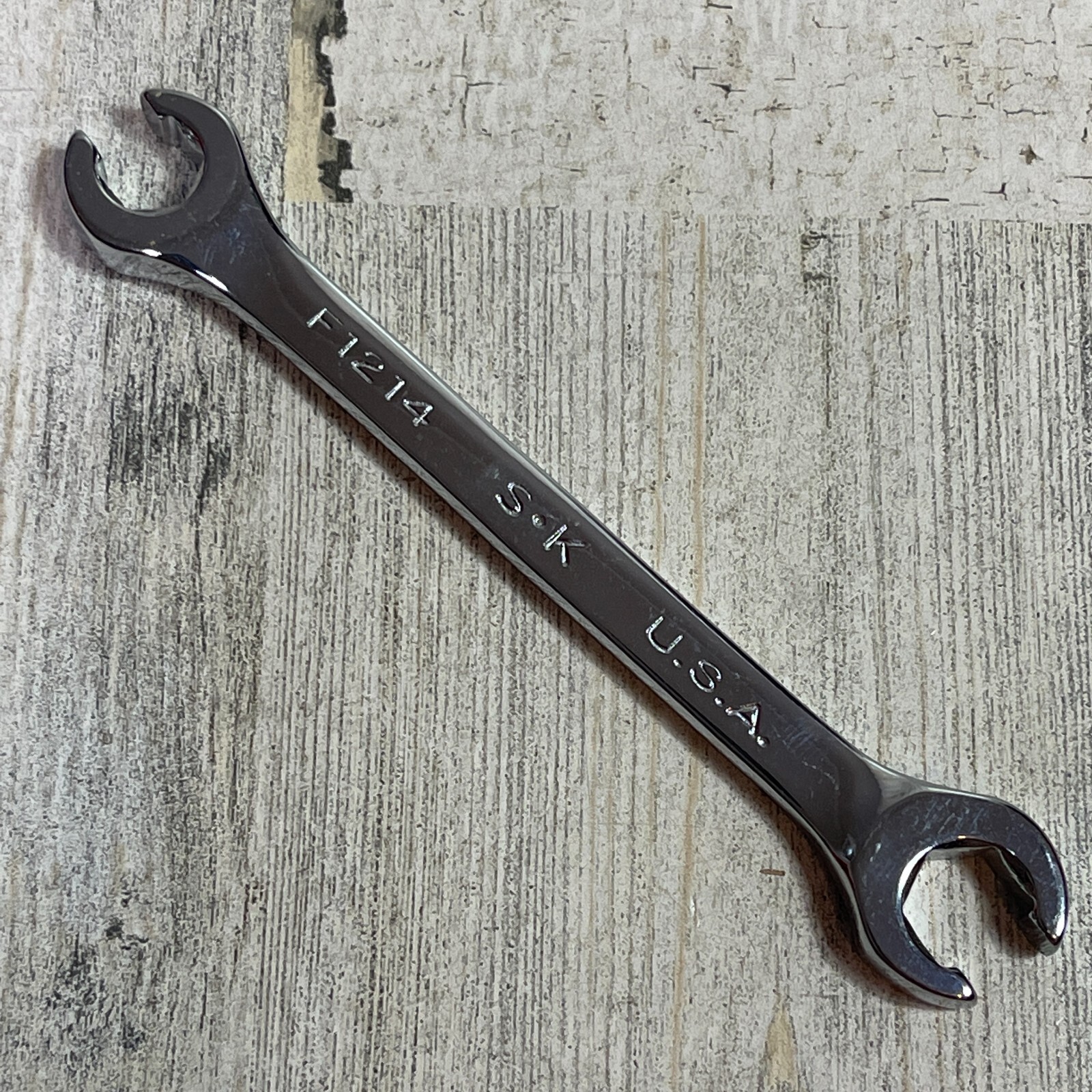 SK USA 3/8″ x 7/16″ Open End Flare Nut Wrench F1214 New Old Stock NOS