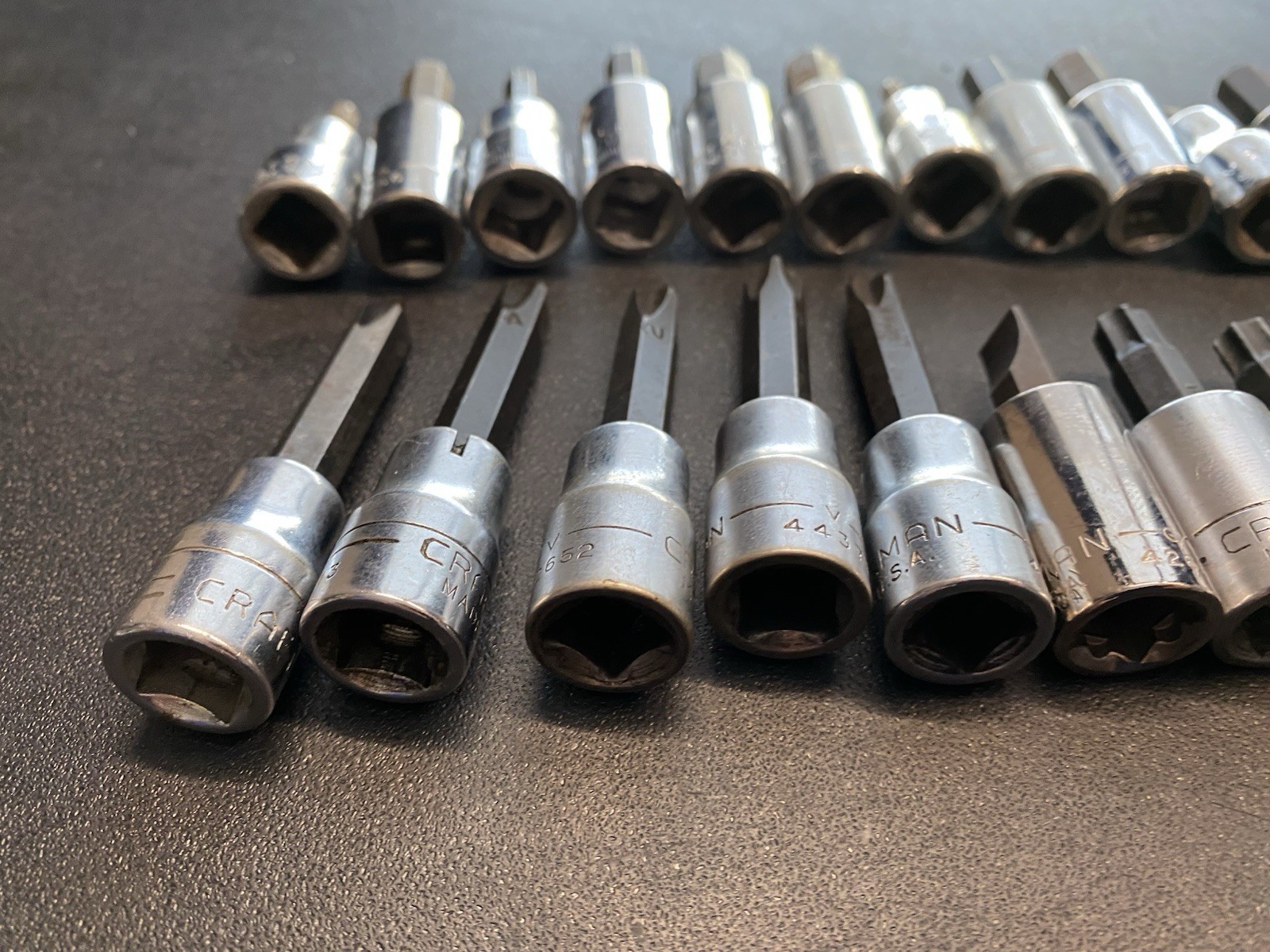 Craftsman 3/8″ 1/4” Hex/allen/ Flat/ Phillips Bit Set Mixed Lot 44 Pieces USA