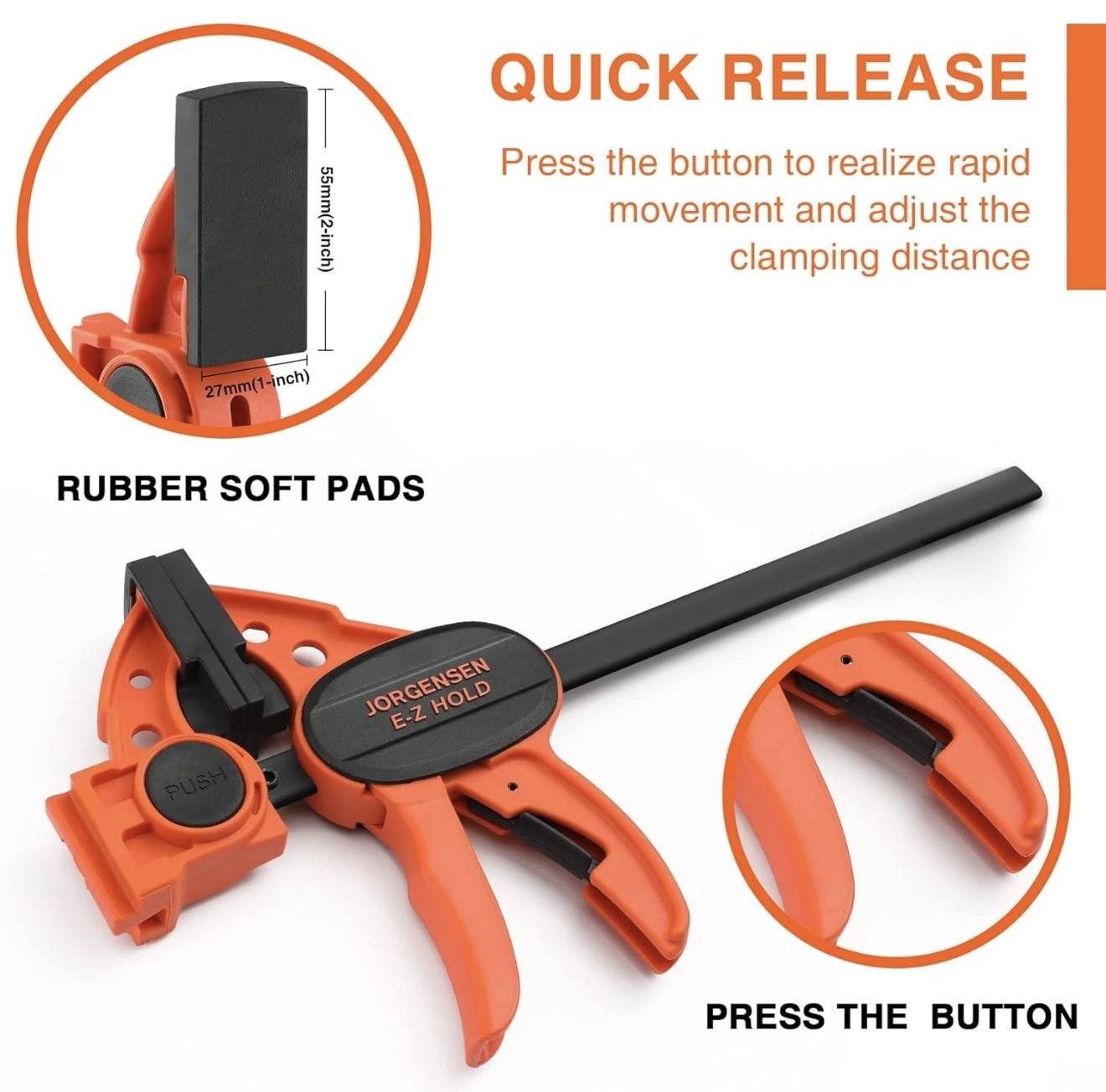 JORGENSEN 150 mm Woodworking Clamps 4-Pack, Splicable to 400 mm Ratchet Bar