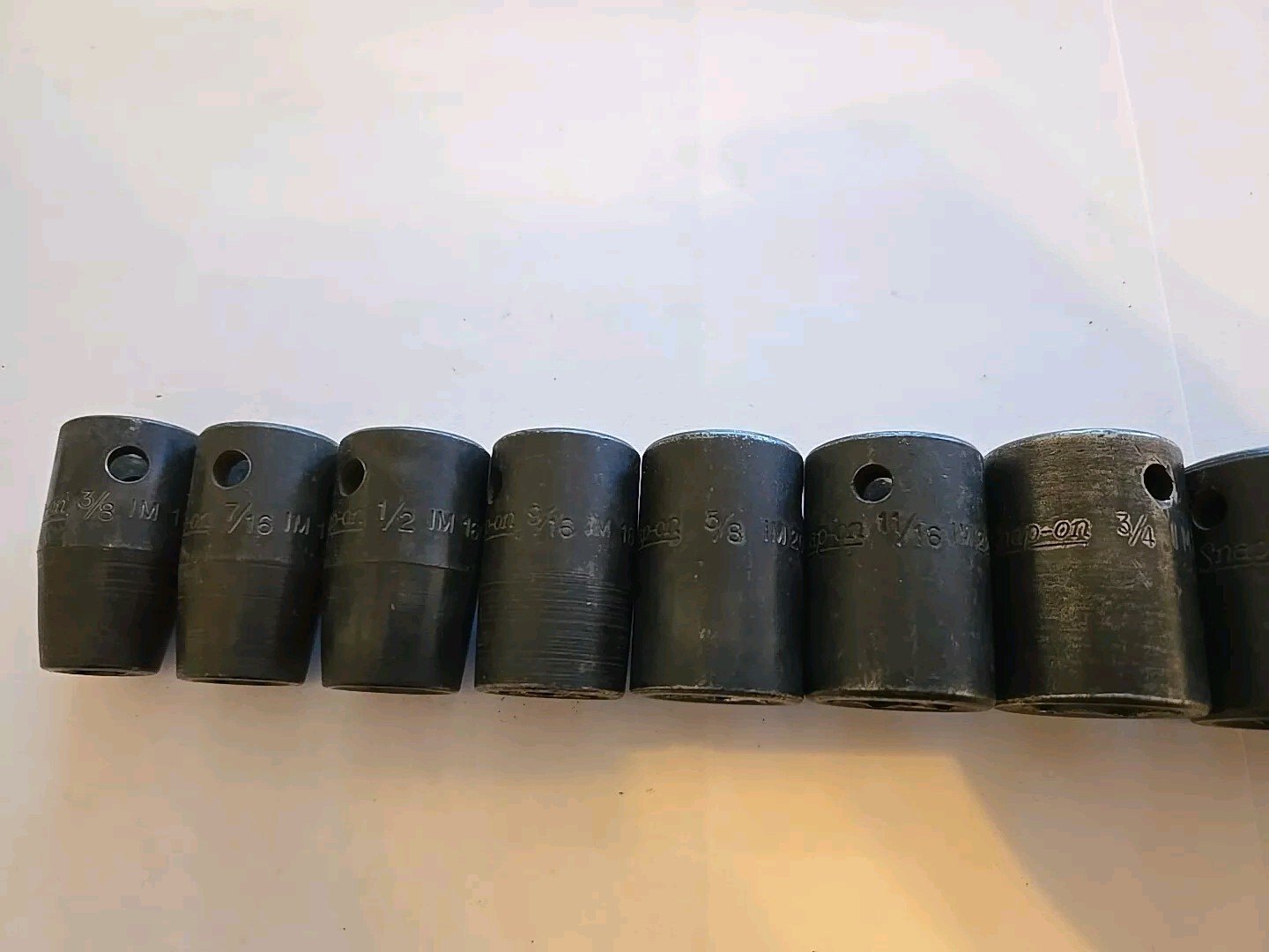 Snap On 1/2″ Drive 3/8″-1″ 6PT SAE Shallow Impact Sockets With Rack Lot Of 11