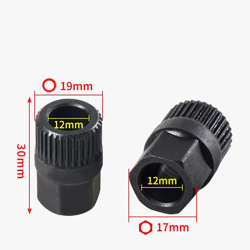 2PCS Pulley Removal Tool 33 Spline Hexagon Alternator Clutch Free Wheel For Car