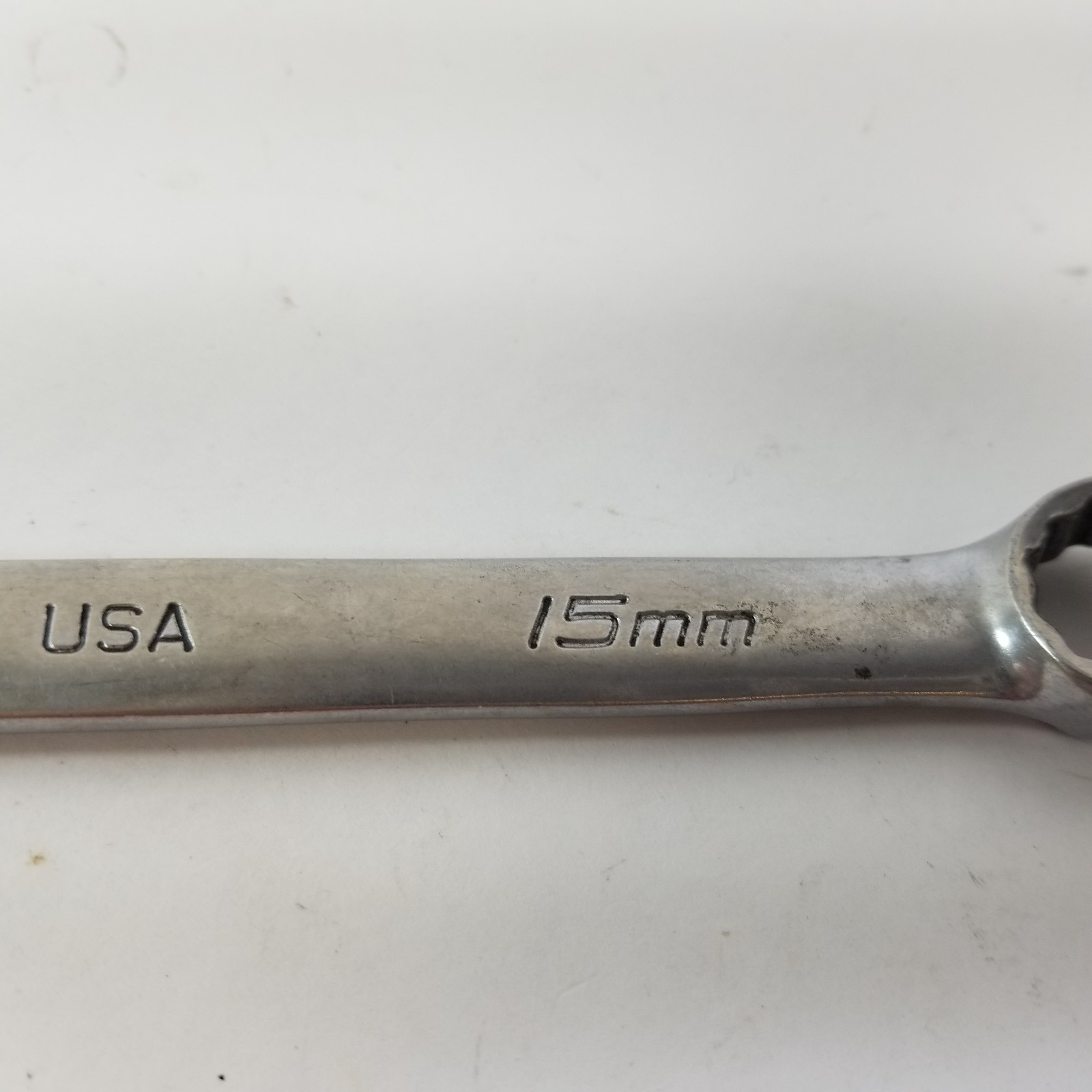 Snap On USA 15MM 12PT Metric Flank Drive Plus Chrome Combination Wrench SOEXM15