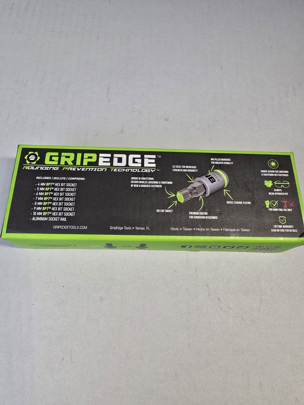 GRIPEDGE GE7BSMHSRPT 7-PC 3/8 Drive Short Metric RPT Hex Drive Set