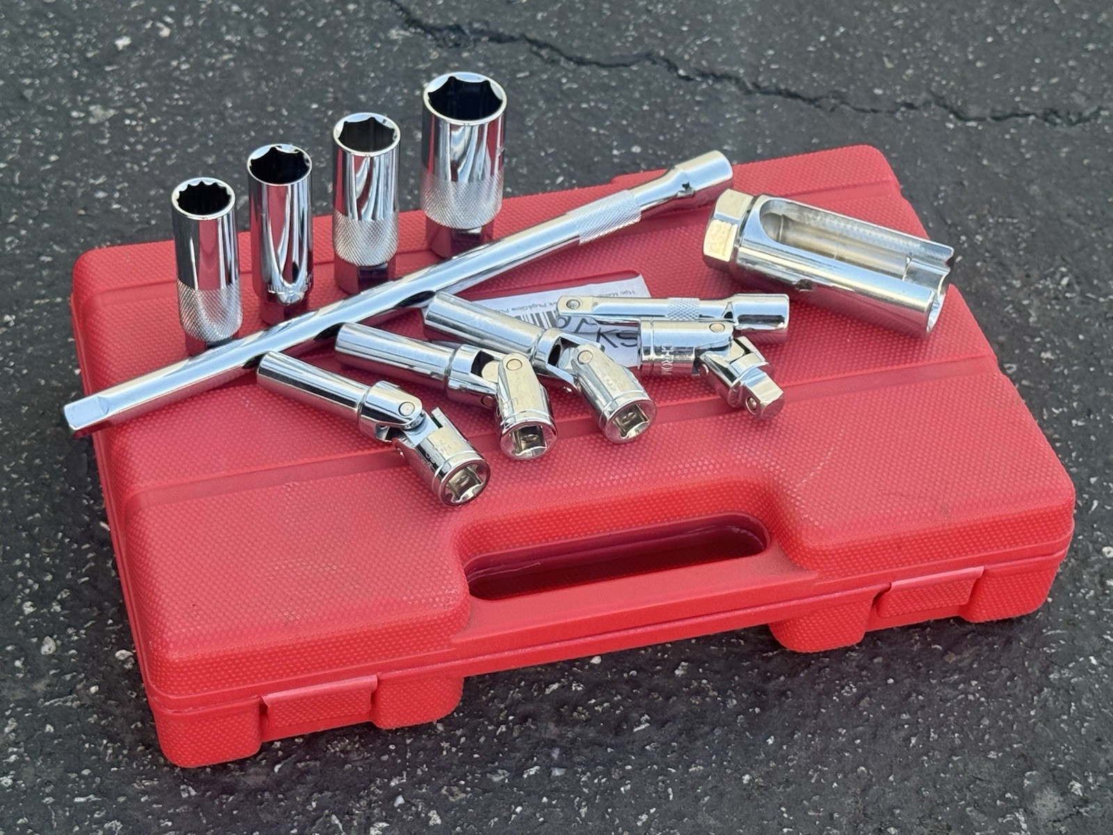 11pc Master Auto Service Tool Set Sockets 4 Spark Plug & Glow Plug Oxygen Sensor