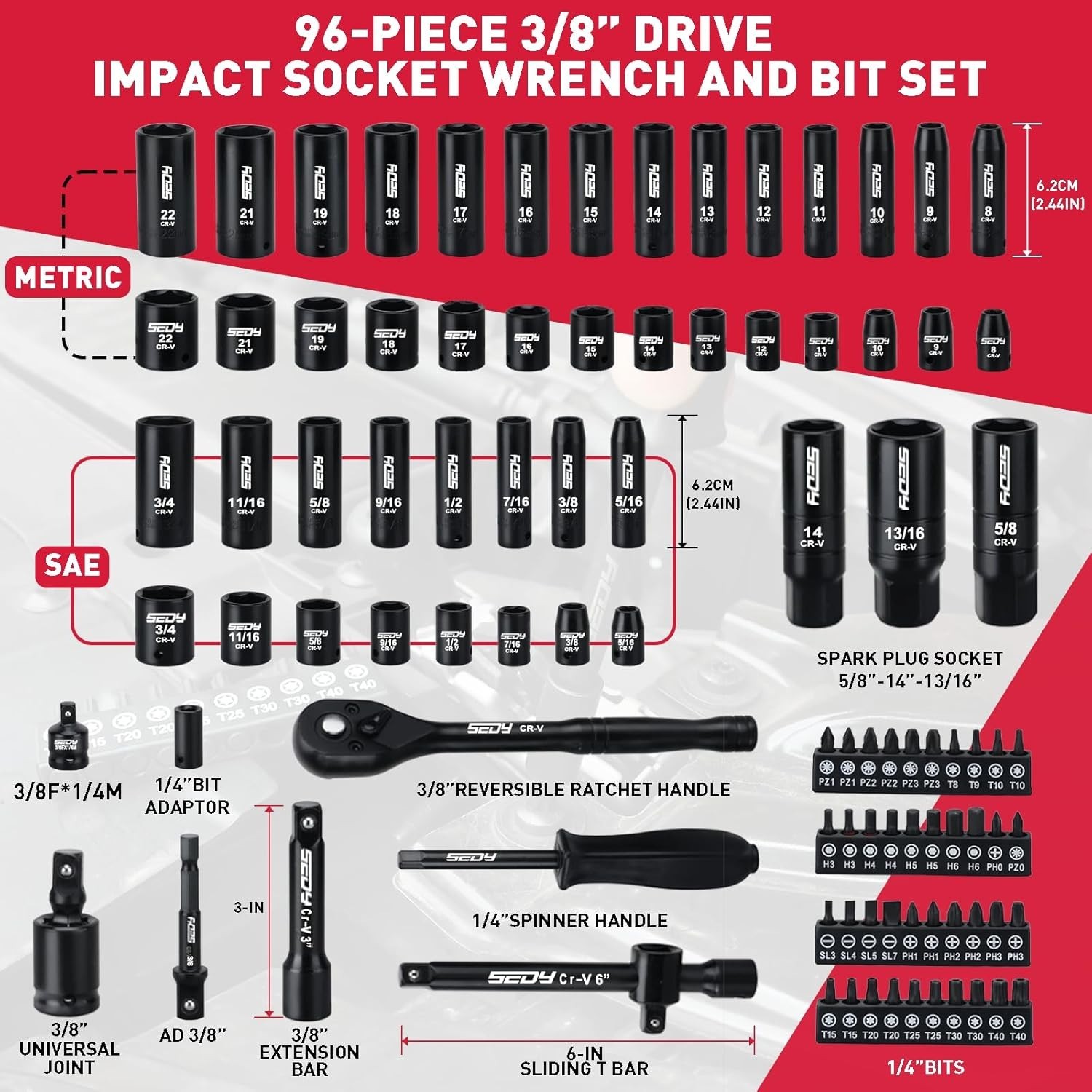 Versatile 96-Piece Chrome Vanadium Socket Set – Ideal for DIY and Professionals