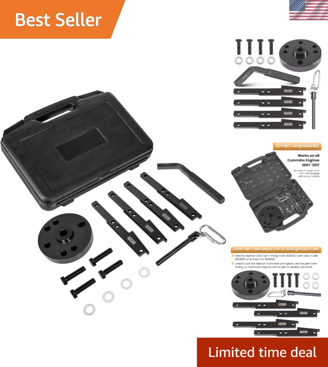 Durable Heavy Duty Steel Cam Timing Tool Kit for 2007-2017 Cummins Engines