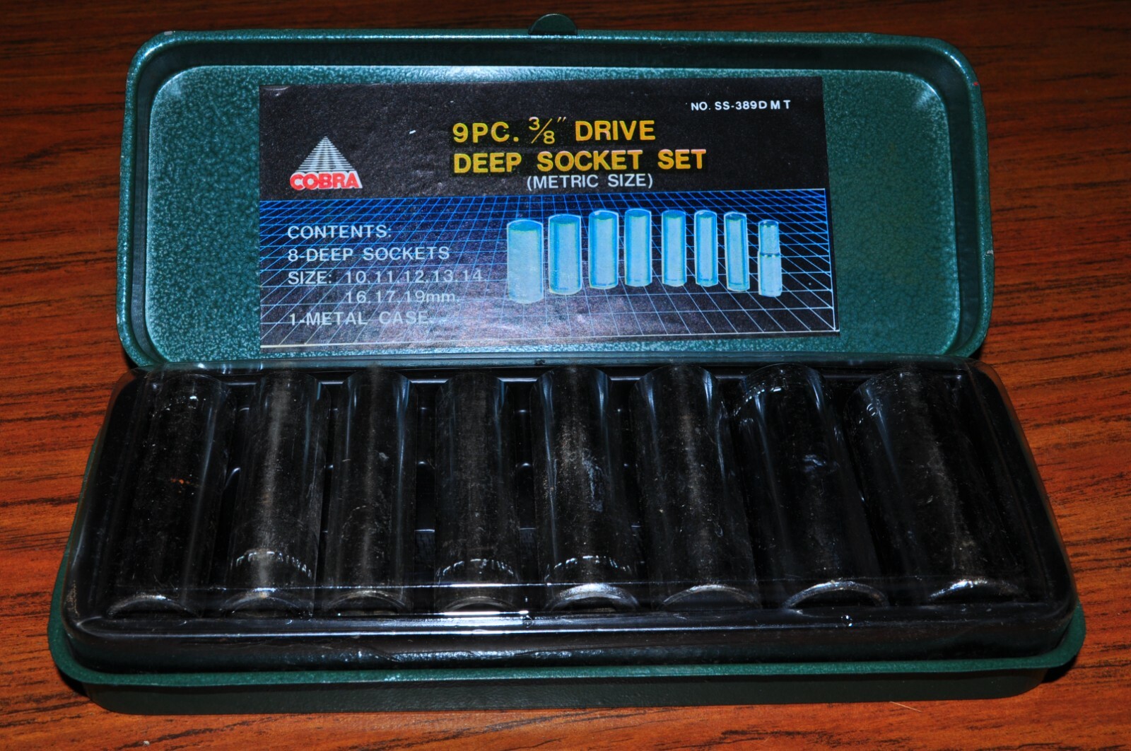METRIC DEEP SOCKET 9 PCS 3/8″ DR 10MM TO 19MM METAL CASE