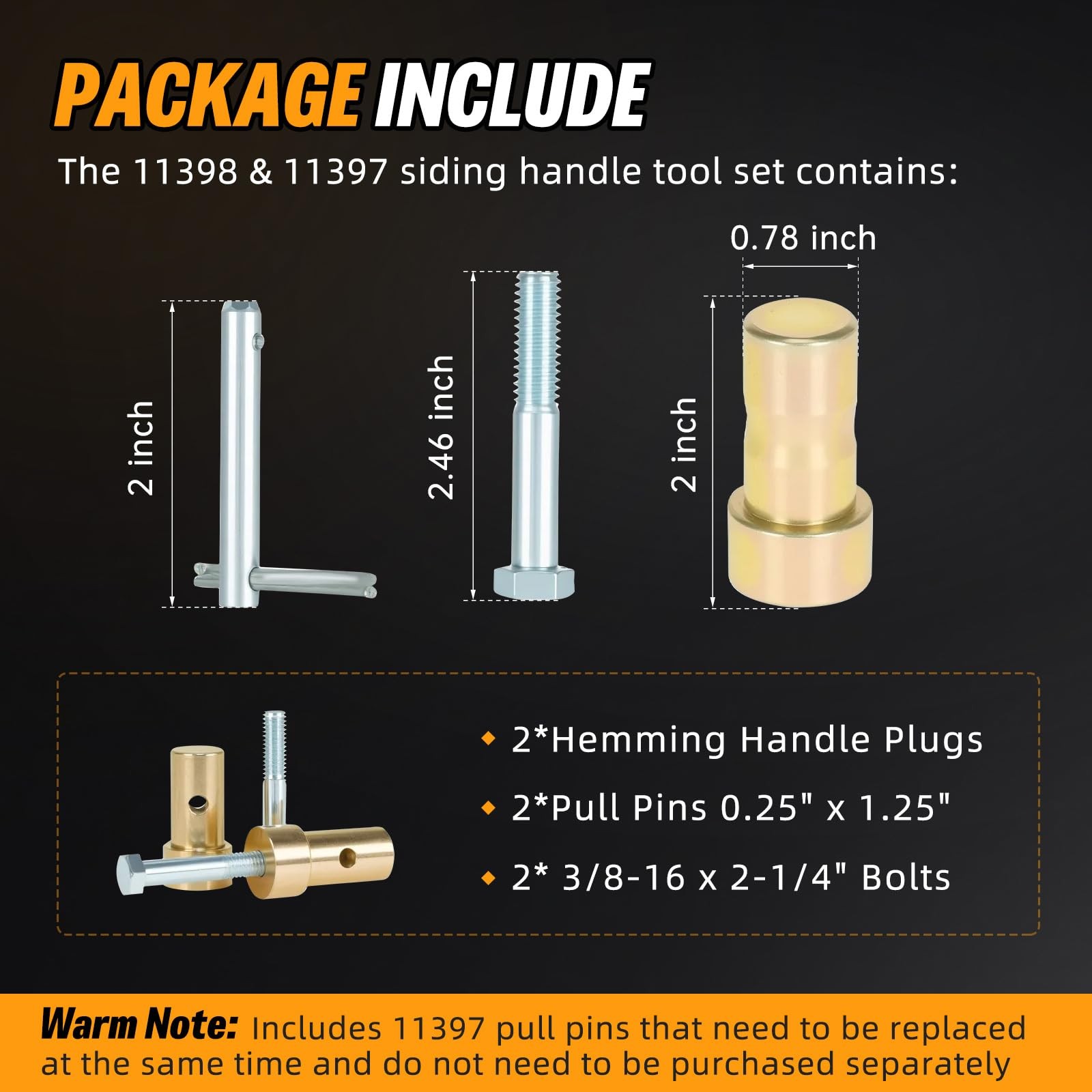 11398 Hemming Handle Plug Bolts & 11397 Pull Pins Tapco Siding Brake