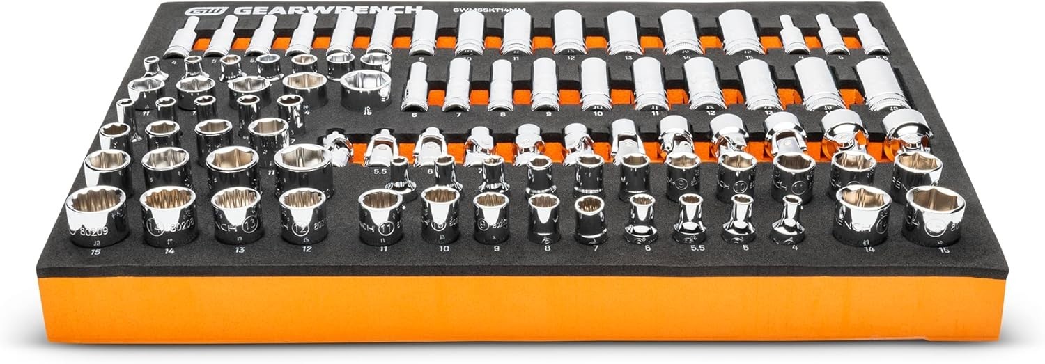 89 Piece 1/4� Drive Master Metric Socket Set in Foam Storage Tray-GWMSSKT14MM