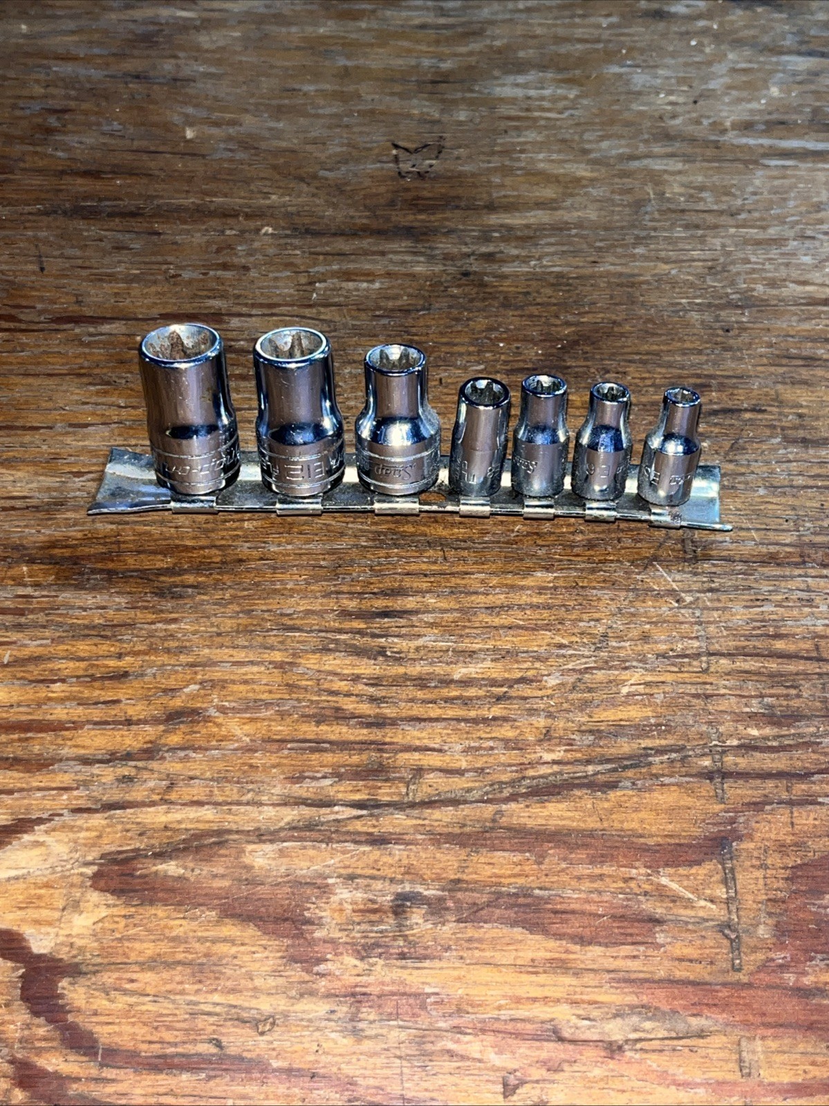 Snap-on Tools 7 pc 1/4” & 3/8” Dr Chrome Inverted Torx Socket Set E5-E14 Sockets