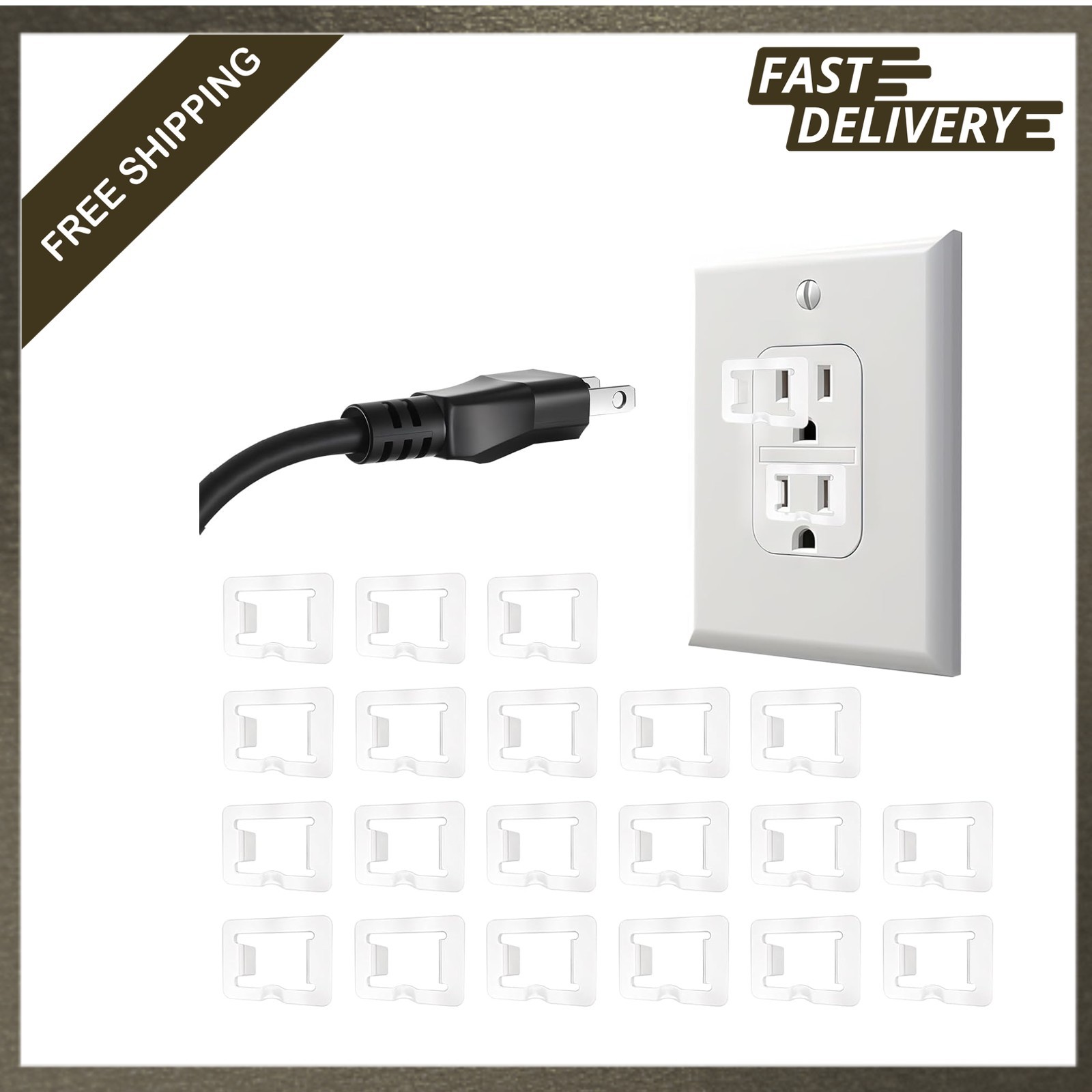 20 Pcs Plastic Two Prong Loose Outlet Fix Plug Safe Secure Power Socket