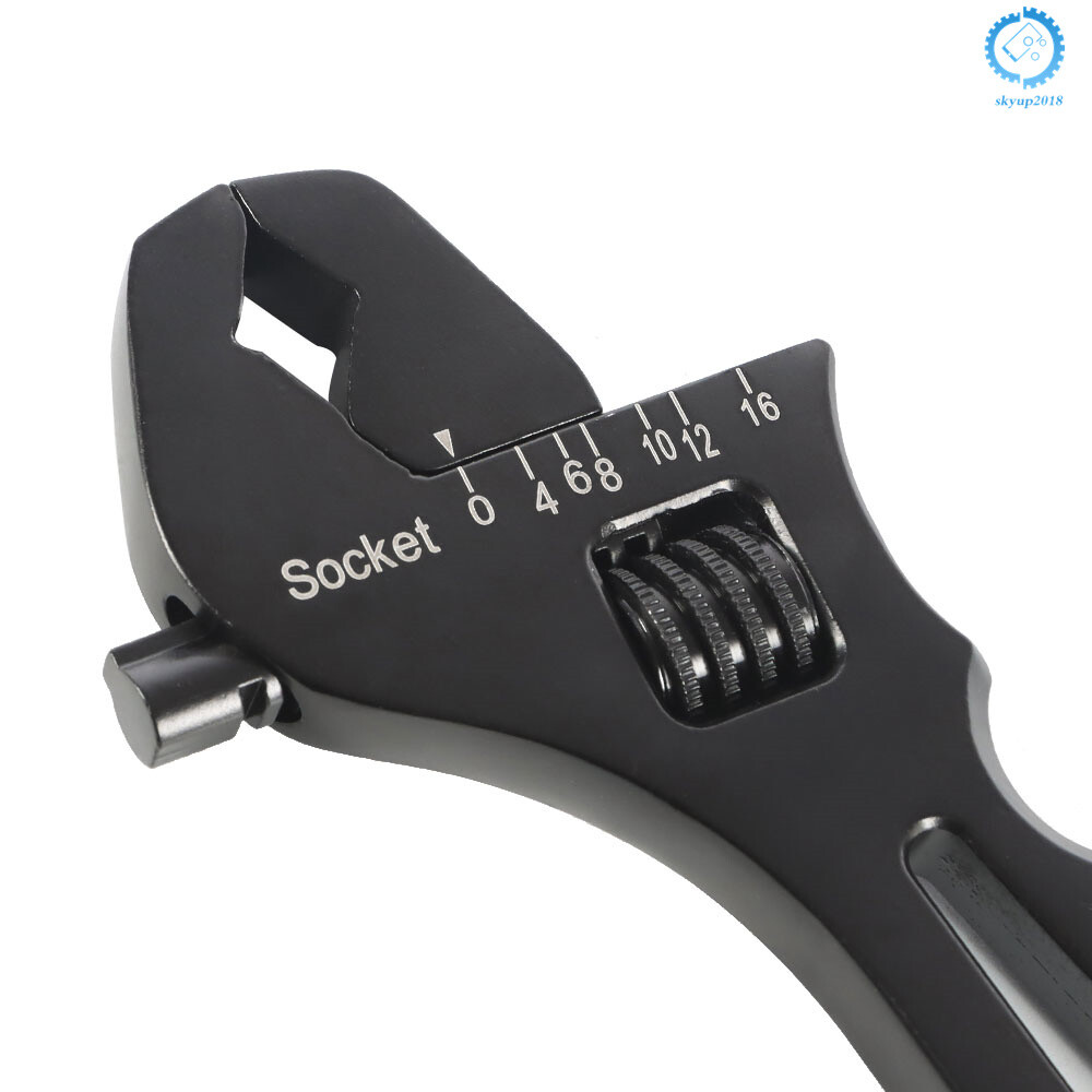 Black Adjustable Wrench Aluminum Tool Spanner for Hose End Fitting 3AN-16AN