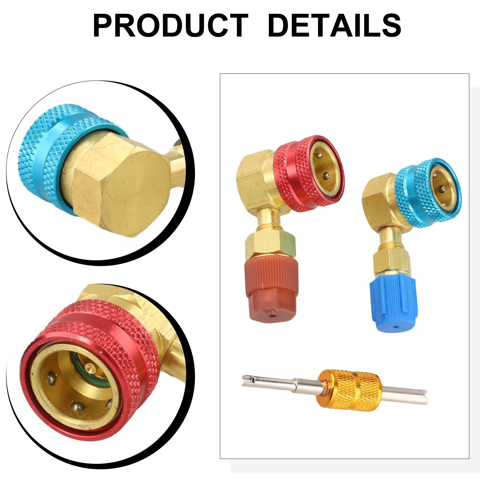 Automotive 90 Degree Quick Coupler Adapter Kit for R1234YF to For R134A Systems