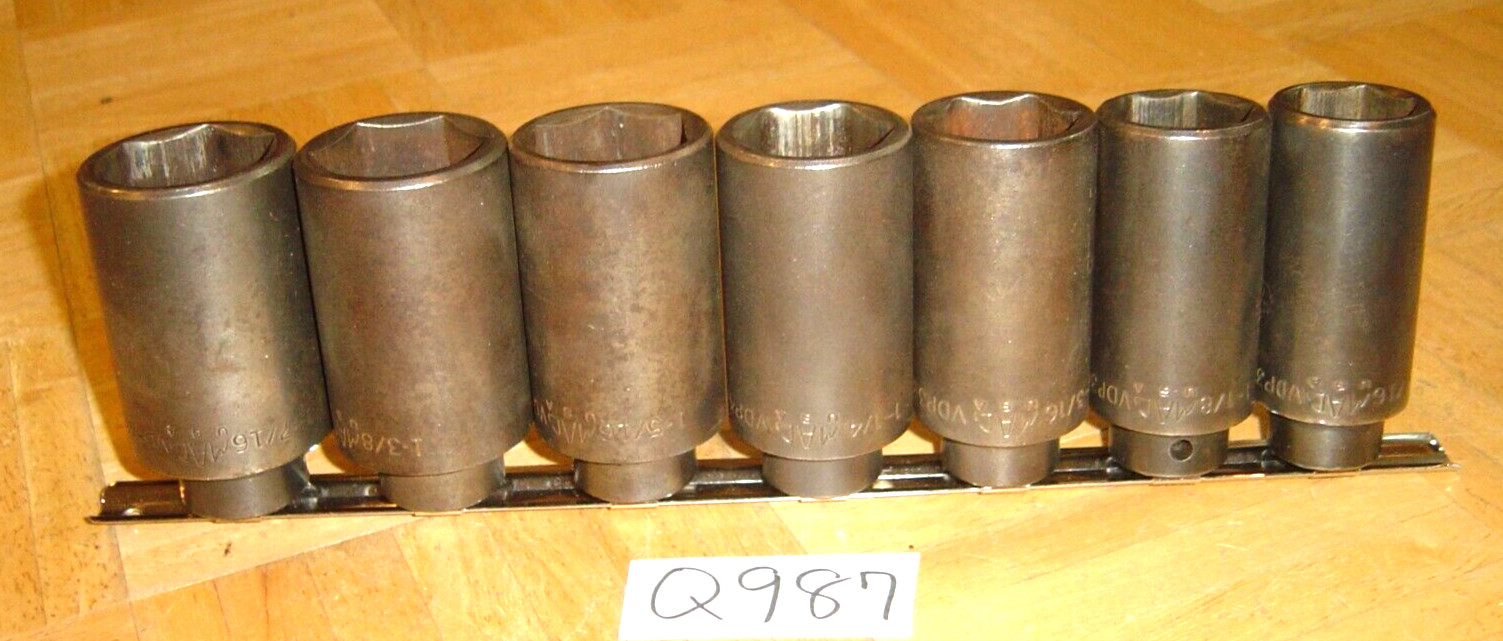 MAC TOOLS 7 PIECE 1/2 DRIVE SAE. DEEP IMPACT 6 POINT SOCKET SET 1-1/16 TO 1-7/16