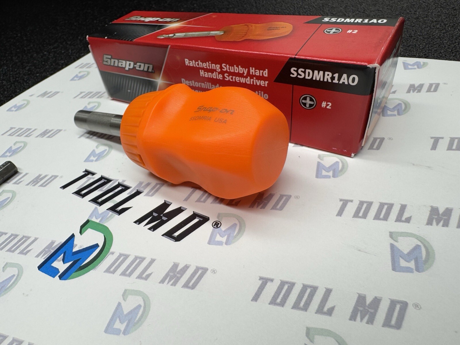 Snap-on Tools USA NEW ORANGE Stubby Hard Handle Ratcheting Screwdriver SSDMR1A