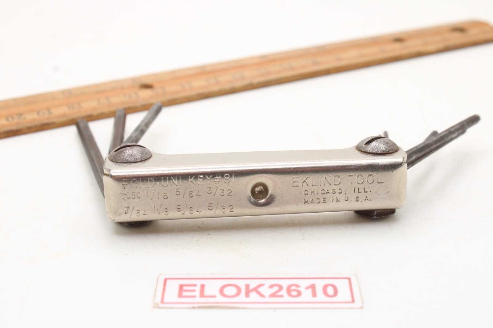 EKLIND No. 81 FOLD-UNI-KEY SAE Allen Wrench Tool Set of 8 .050″ to 5/32″ USA