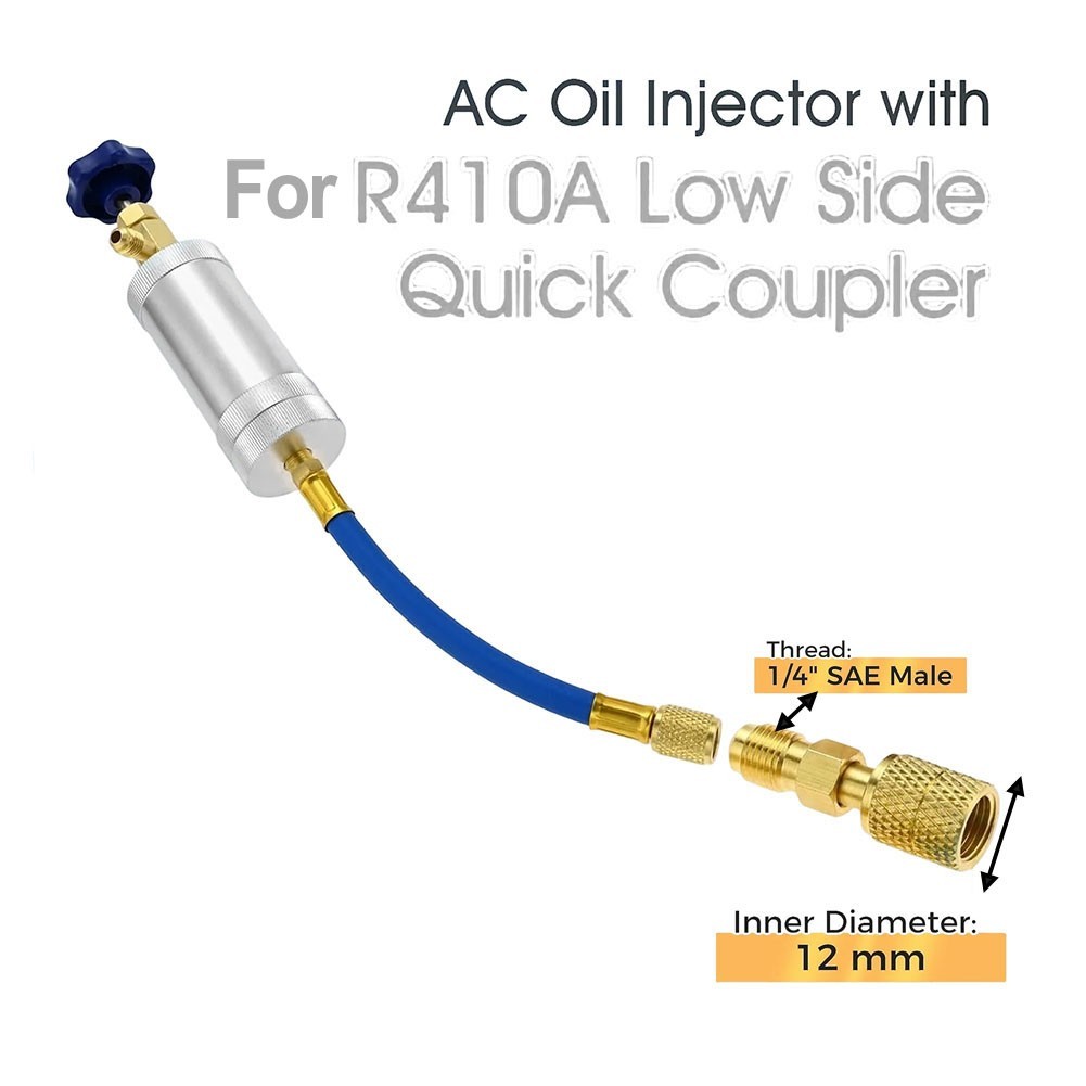 1/4 SAE Female Male Oil Injector Kit for R134A For R1234YF Air Conditioning