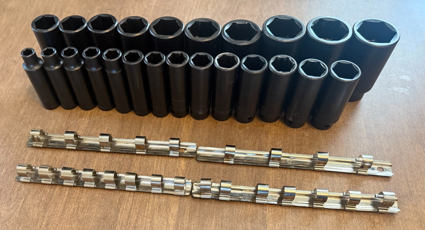 Mac Tools 24-PC. 1/2″ Dr. Metric Deep Impact Socket Set SVDPM246CBR & Tool Bag