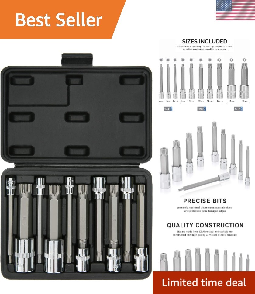 XZN Triple Square Spline Bit Socket Set, 1/2″ 3/8″ 1/4″ Drive, M4 – M18, S2 a…