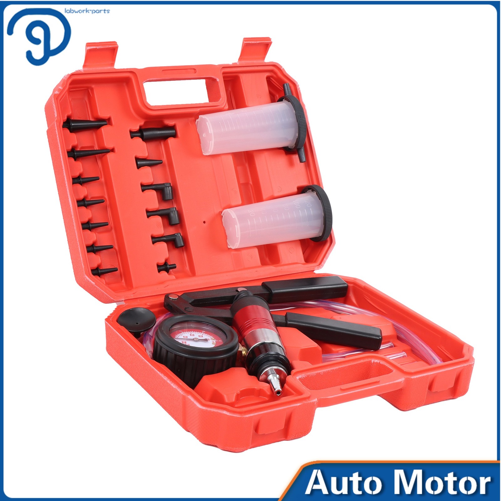 Hand Held Vacuum & Pressure Pump Tester Set Brake Bleeder Bleeding Kit W/ Case