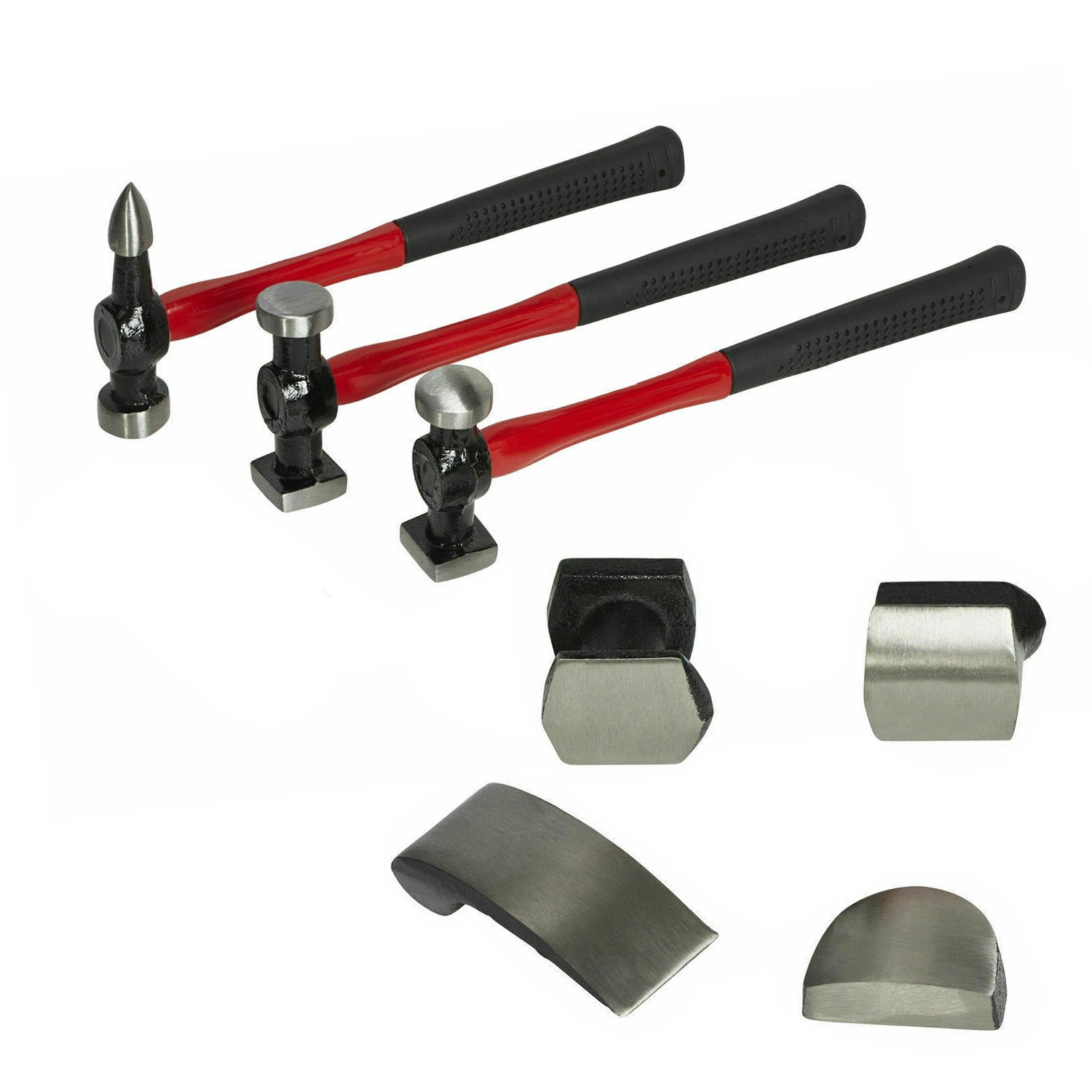 Voche 7pc Car Dent Removal Body Repair Panel Beating Fibreglass Hammers Tool Kit