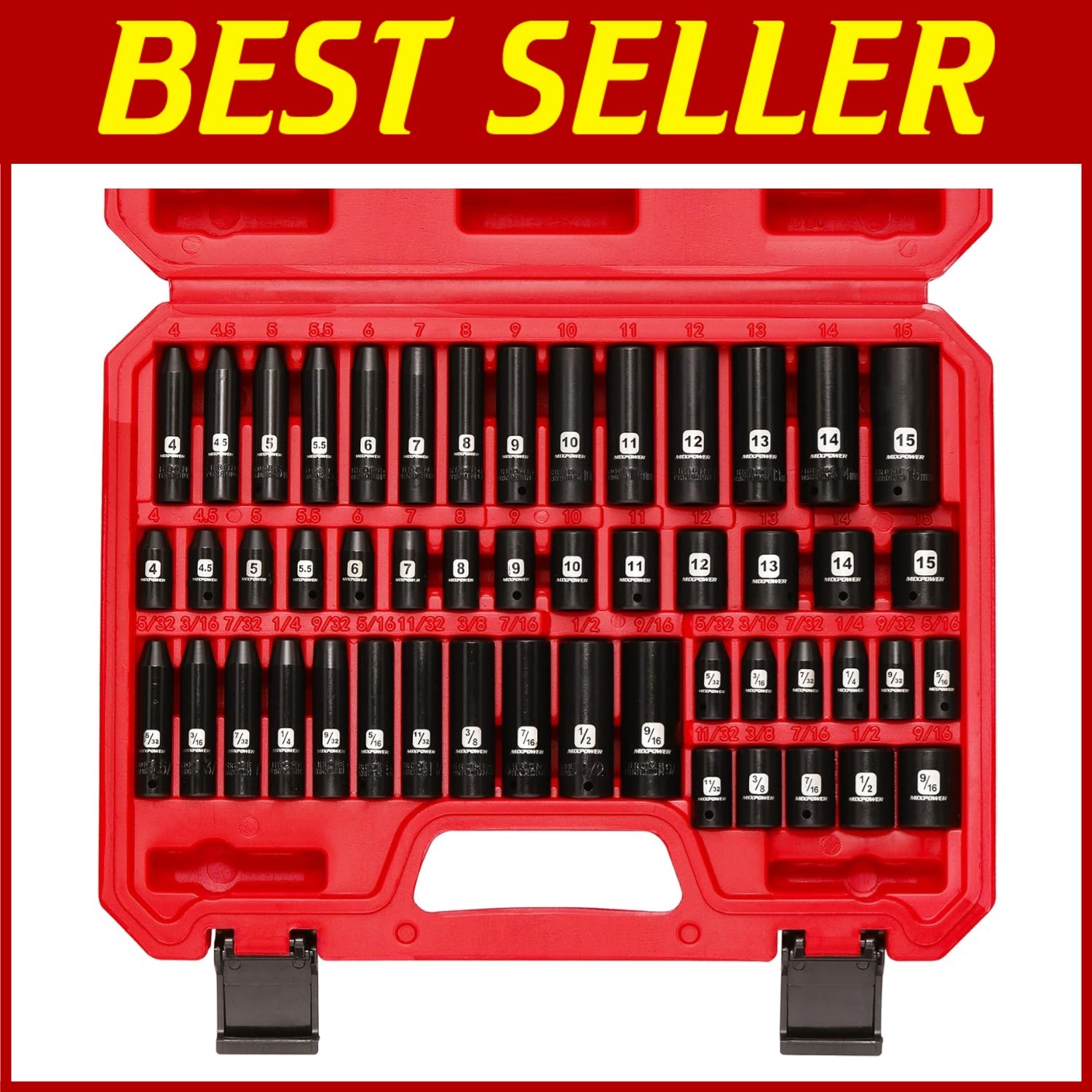 Professional 1/4″ Dr. Impact Socket Set, 50-Pc, CR-V Steel