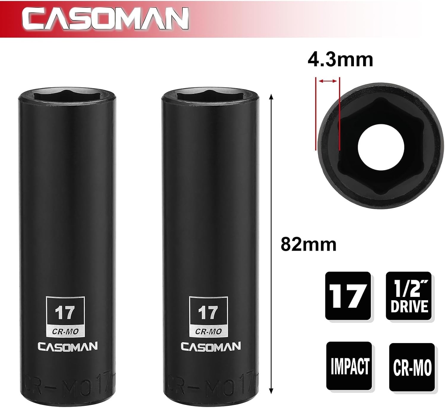 High Visibility 17mm Deep Impact Socket Set – 1/2-Inch Drive for Professionals