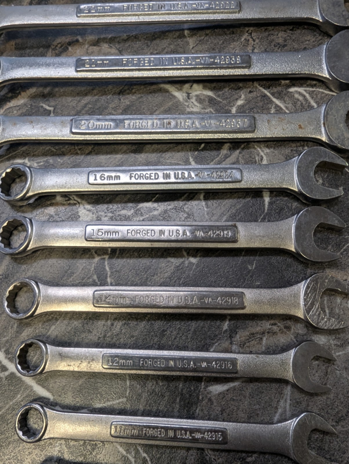 Craftsman Tools USA 11pc VA 9mm-24mm Large Metric (Rare) Combination Wrench Set