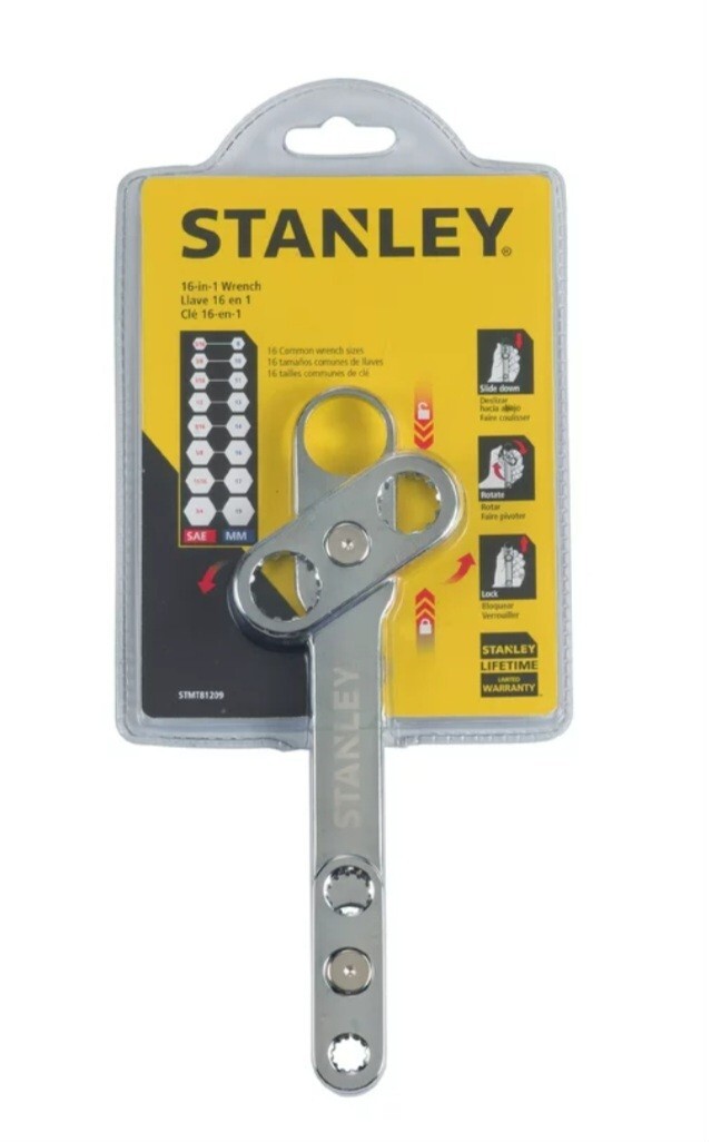 STANLEY 16-IN 1 WRENCH 16 COMMON WRENCH SIZE SAE&METRIC. Pocket Size. ORIGINAL