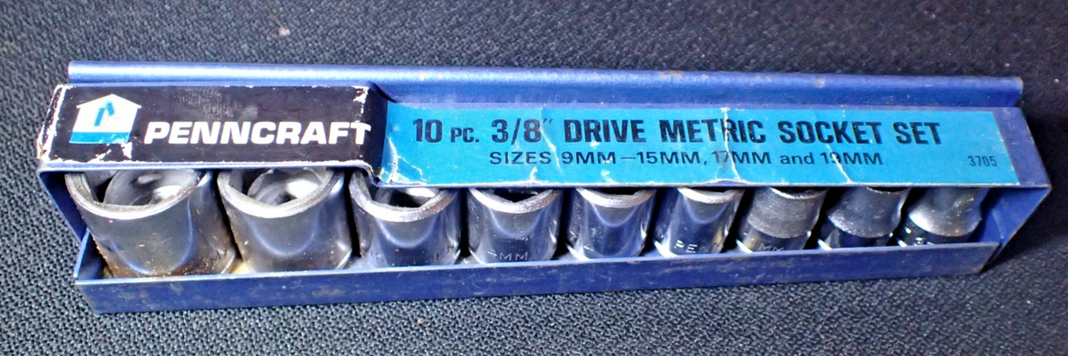 PENNCRAFT 1/4 3/8 1/2 Drive Sockets Ratchets Wrenches Toolbox Allen USA Vintage