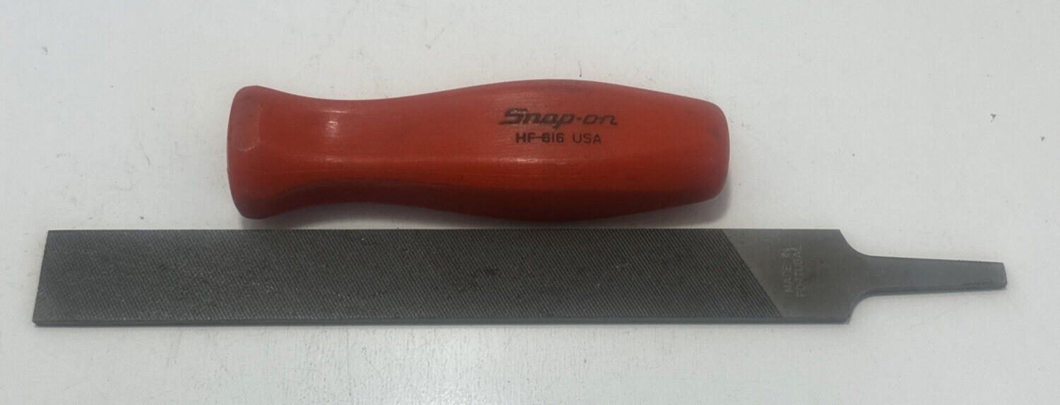 Snap On HF-616 Red Screw in Hard Handle Hand File Smooth USA EUC