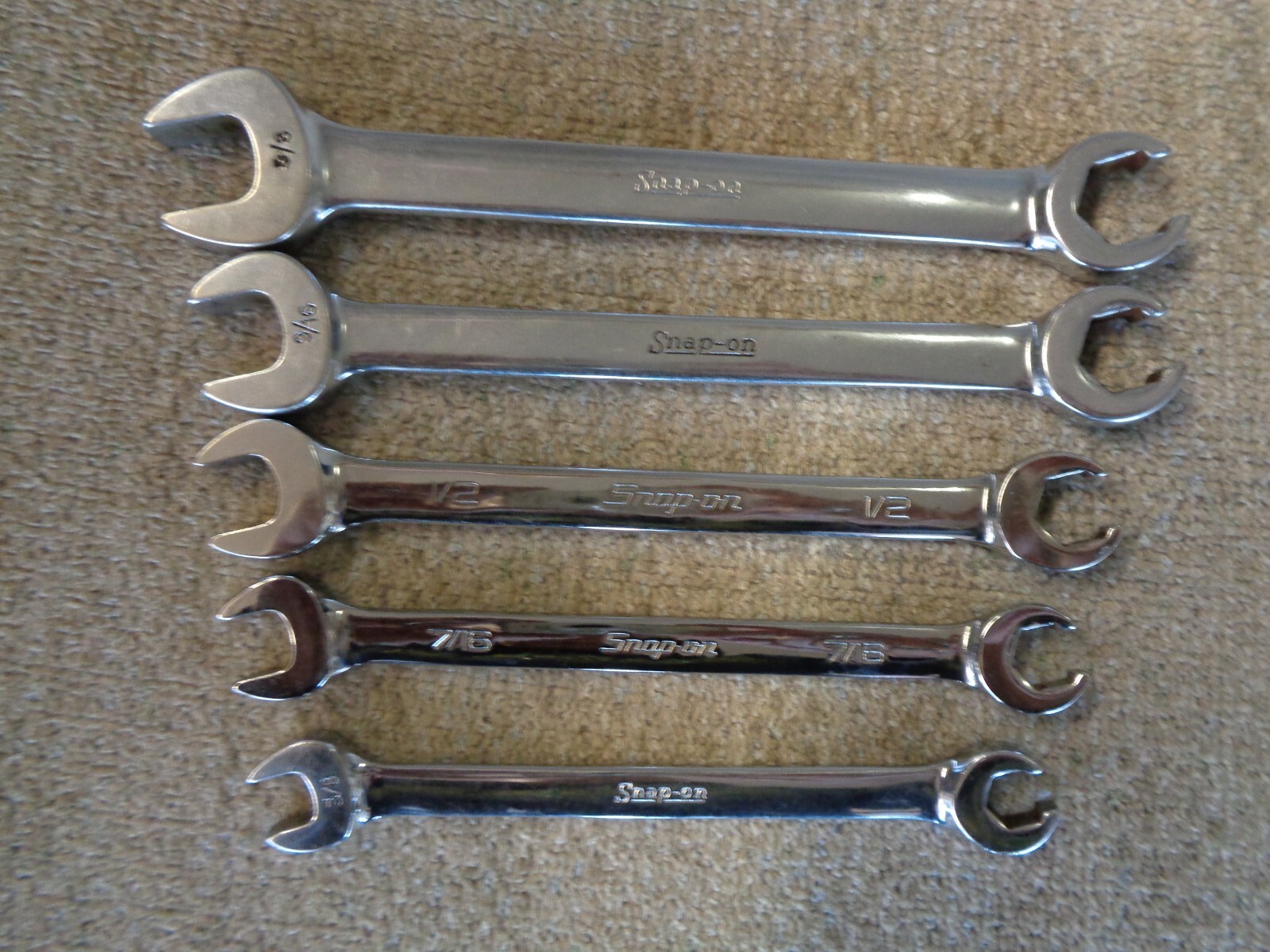 SNAP ON # RXS/RXSB 5 PIECE 6 POINT SAE OPEN END/FLARE NUT WRENCH SET FREE SHIP!