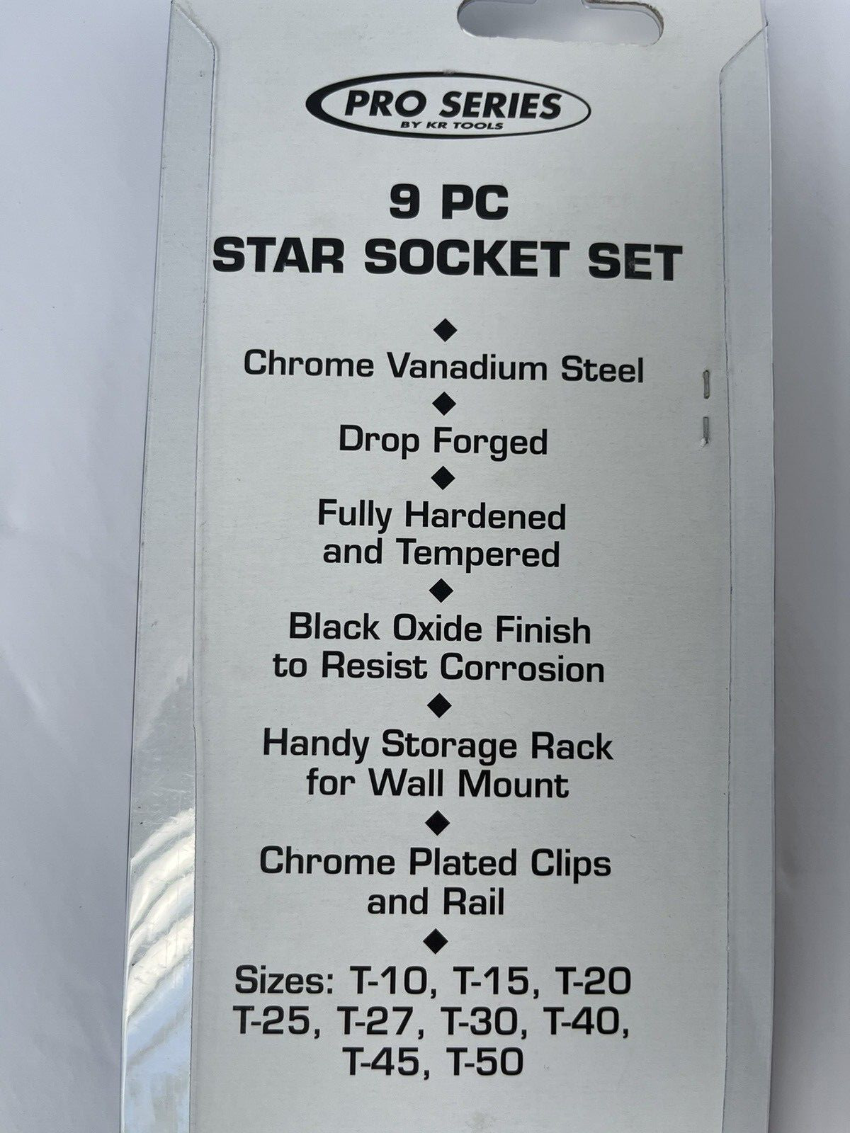 KR Tools – 9 pc. Star Socket Set [ T-10 ~~ T-50 ] (Part # 39200)