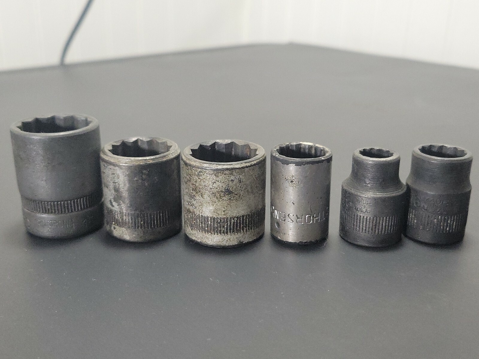 Lot of 6 Sockets 15/16″ 7/16″ 13/16″ 9/16″ 7/8″ 5/8″ SAE 1/2″ Drive 12 Point