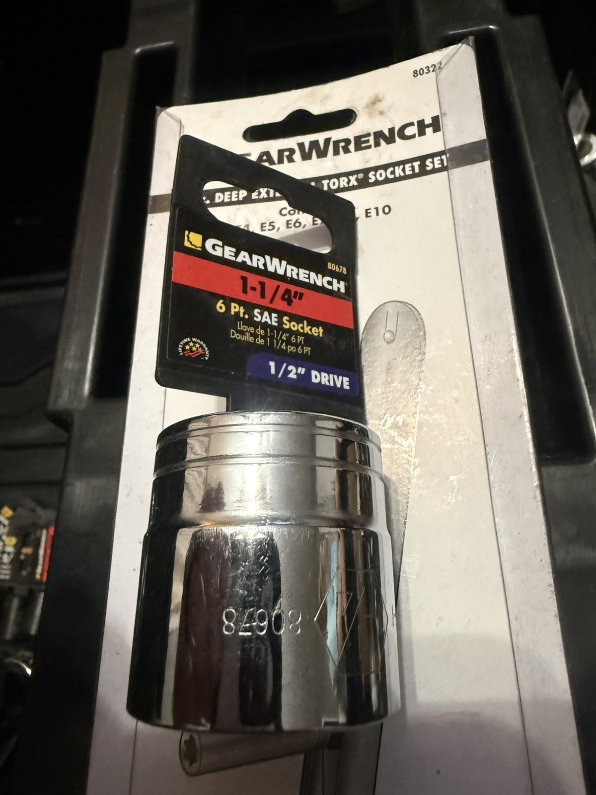 Gearwrench 1-1/4″ 6 point Socket 1/2″ Drive #80678 Chrome New