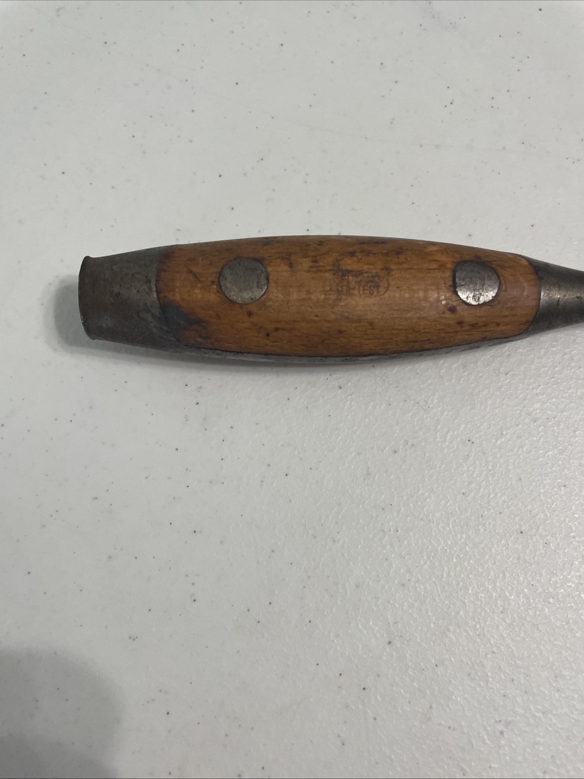 Vtg. Poland Hi-Test 11” Heavy Duty Wood Handle Screwdriver w/Metal Strike Cap