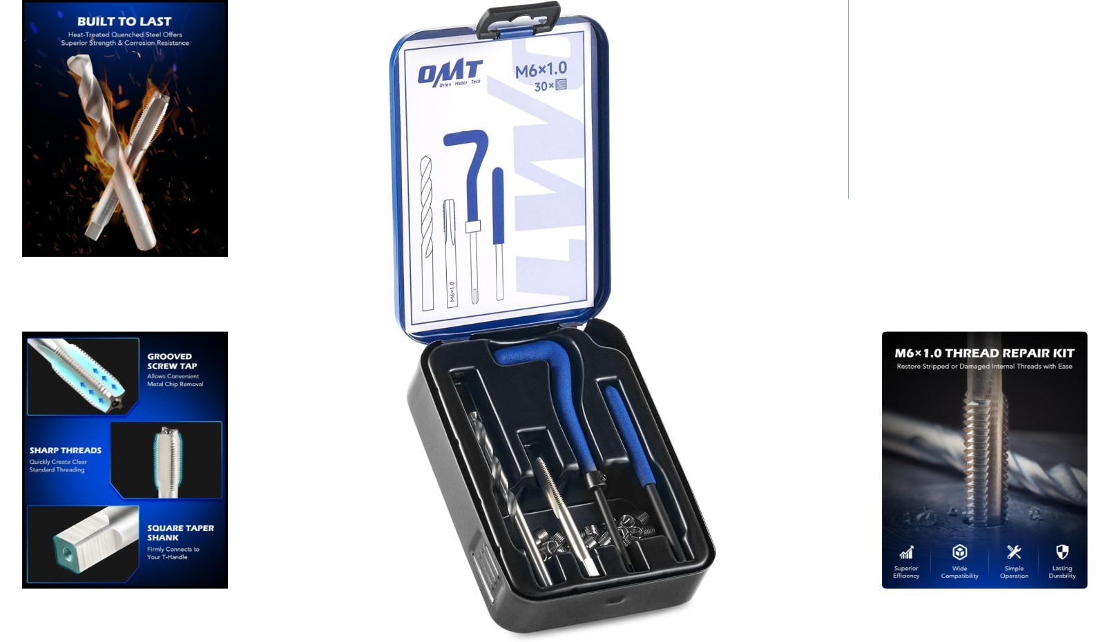 Easy-to-Use M6x1.0 Thread Repair Kit with HSS Drill Bit & Organized Carry Case