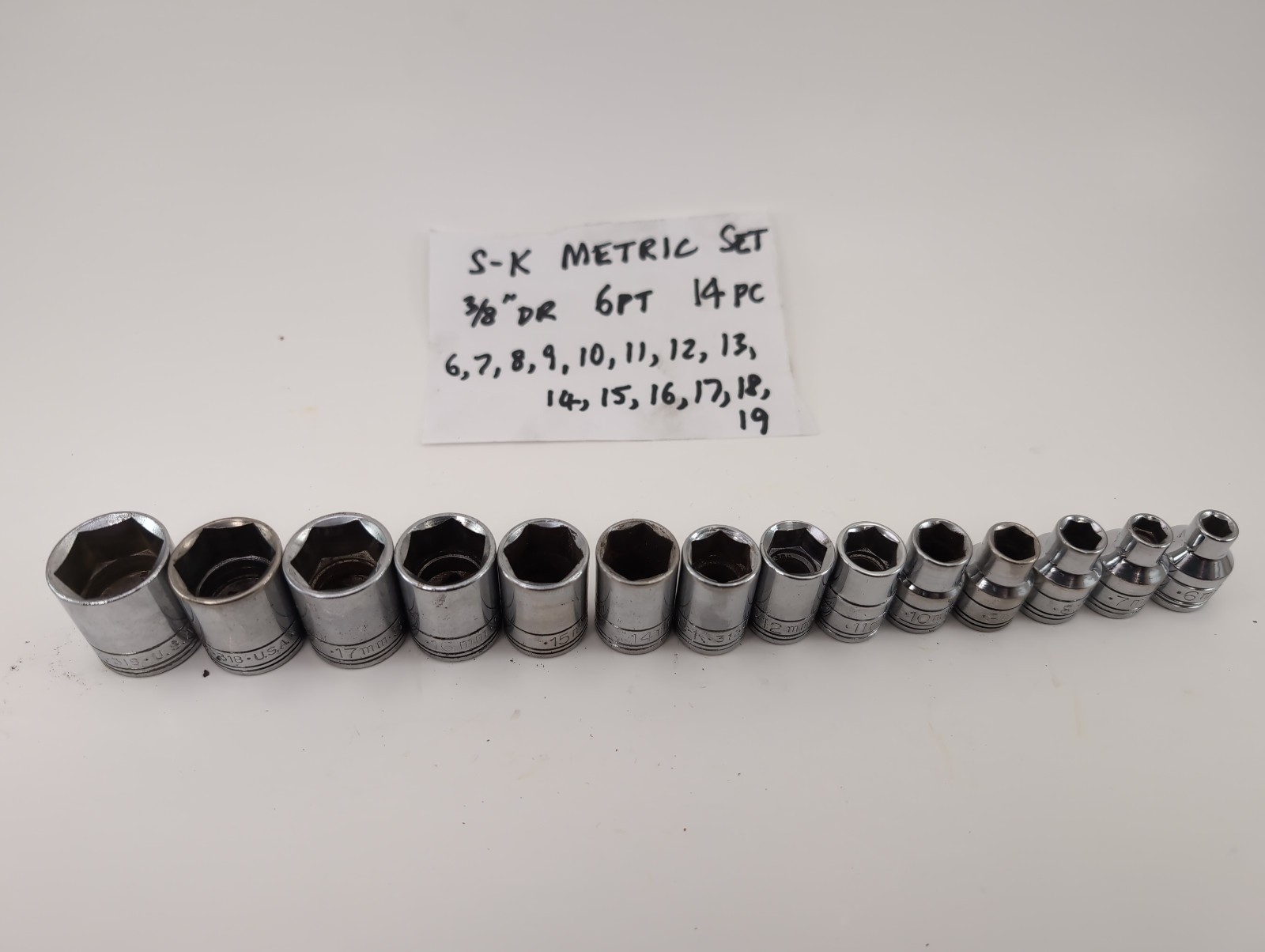 S-K METRIC 3/8″dr 6pt 14pc Set 6mm-19mm – Made in USA – SUPERB!!!