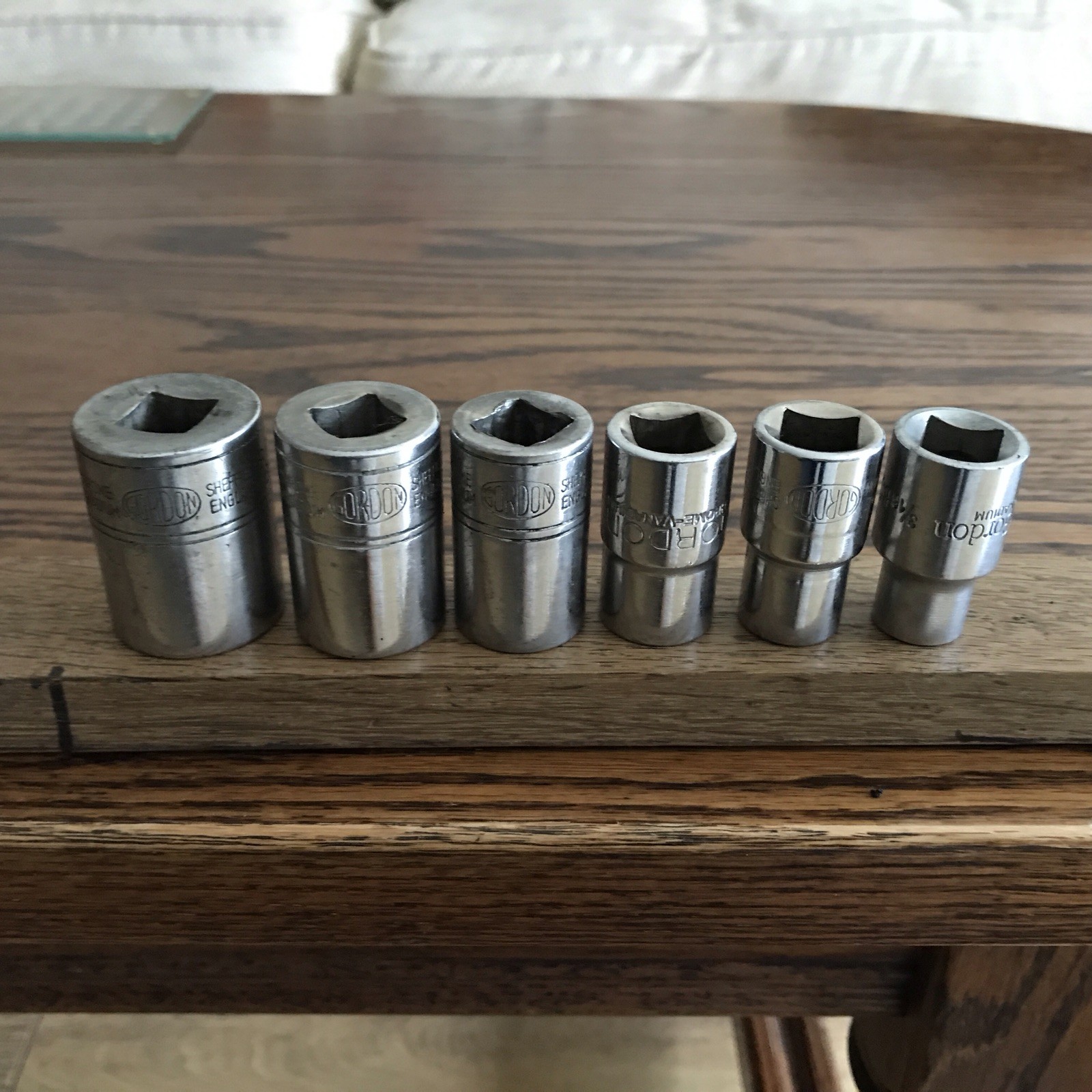 6 Gordon Tools Sockets 1/2” to 3/16” Whitworth With 1/2″ Drive A.